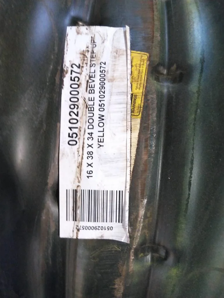 Used 16 x 38 x 34 Titan Double Bevel Step Up Yellow Wheel. (Some Scratches)