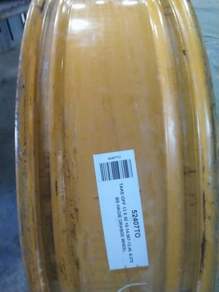 Used 13 x 50 (10-14.57-12.42) Titan Hagie Orange Sprayer Wheel (Has Scratches) image 3