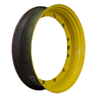 USED 10 X 38 12-32.047-30.07 RIM & RAIL YELLOW WHEEL