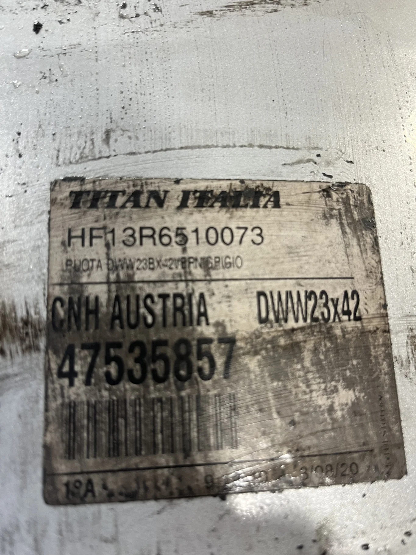 Used 23 X 42 10-13.19-11.07 Dual Silver Wheel