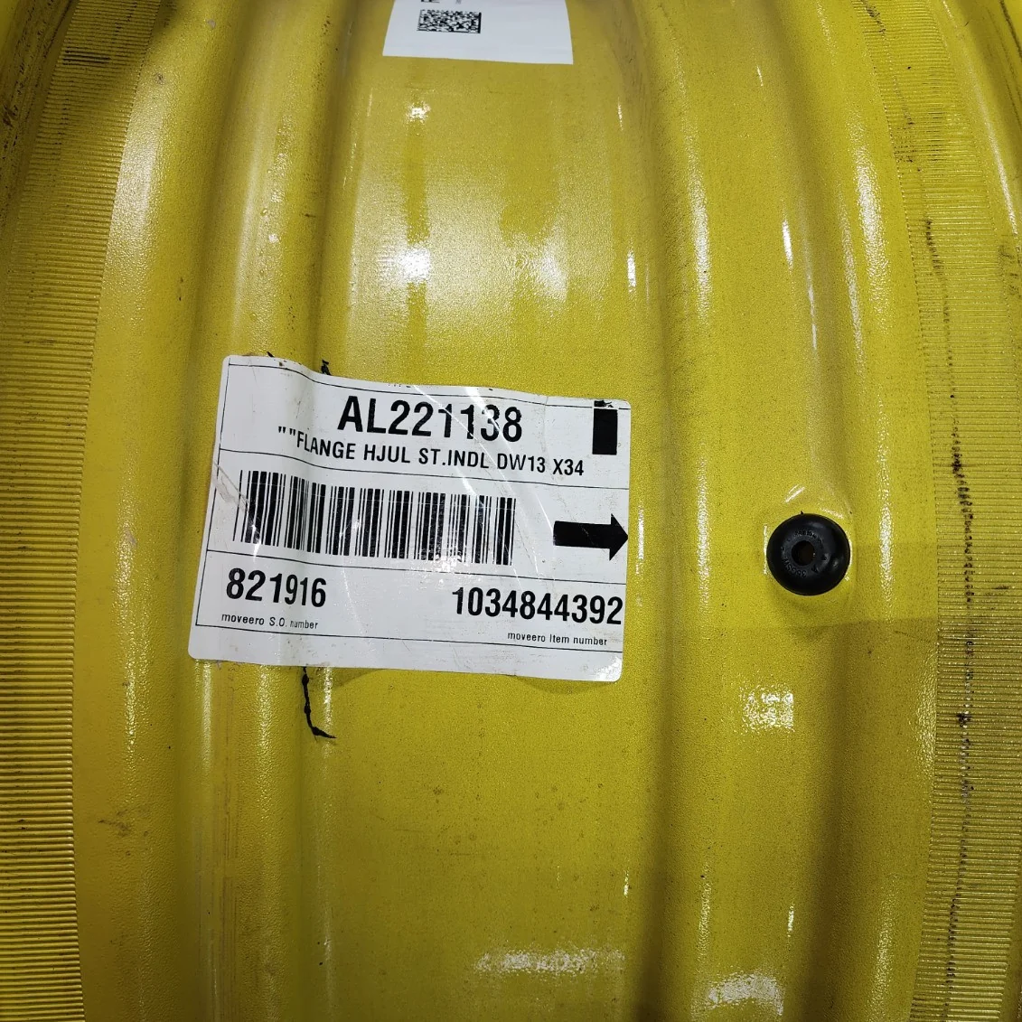 Used 13 X 34 10-13.19-11.07 4/2 Rail Yellow Wheel w/ Disc