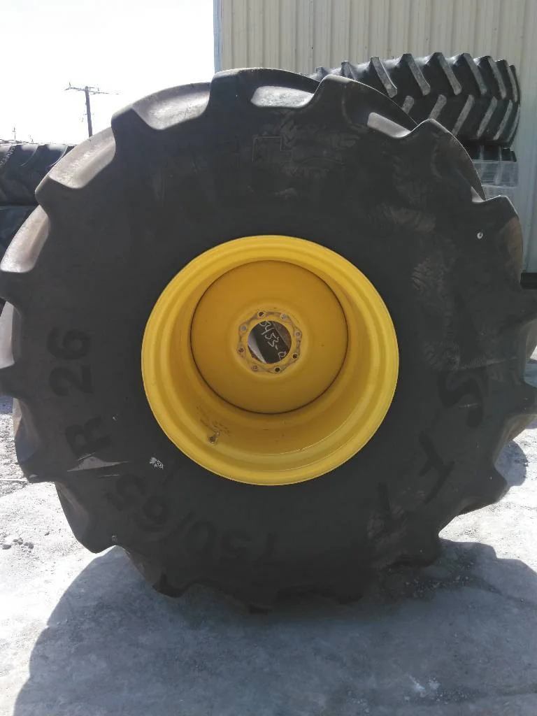 Used 750/65R26 166D Mitas SFT TL R-1W 85-90% On 25 x 26 8-8-6 Yellow Combine Wheel