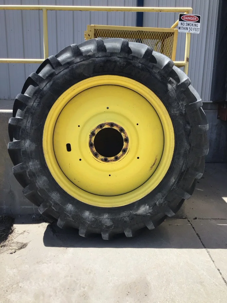 Used 480/80R46 158A8 Michelin TL R-1W 80-85% On 16 x 46 (10-13.19-11.07) Dual Wheel. Light Stubble