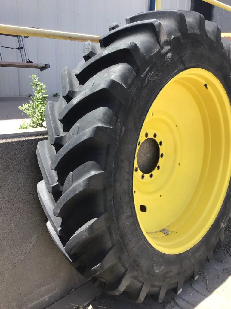 Used 480/80R46 158A8 Michelin TL R-1W 80-85% On 16 x 46 (10-13.19-11.07) Dual Wheel. Light Stubble image 6
