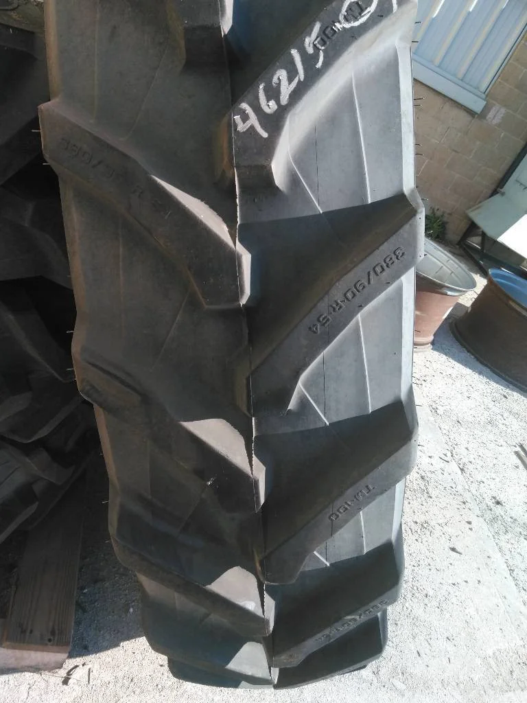 Used 380/90R54 142A8 Trelleborg TM600 TL R-1W 90-95% On 12 X 54 10-13.19-11.07 Dual Silver Wheel image 3