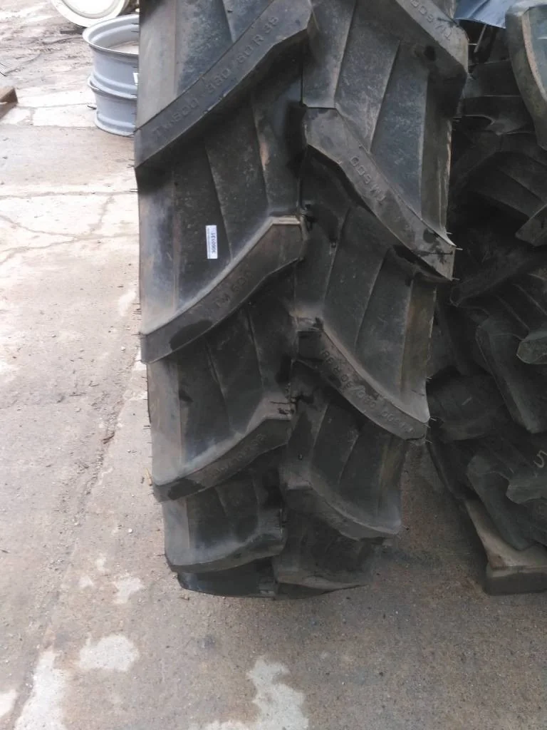Used 380/80R38 142A8 Trelleborg TM600 TL R-1W 90-95% On 12 x 38 12-16.732-14.620 Rim and Rail image 3