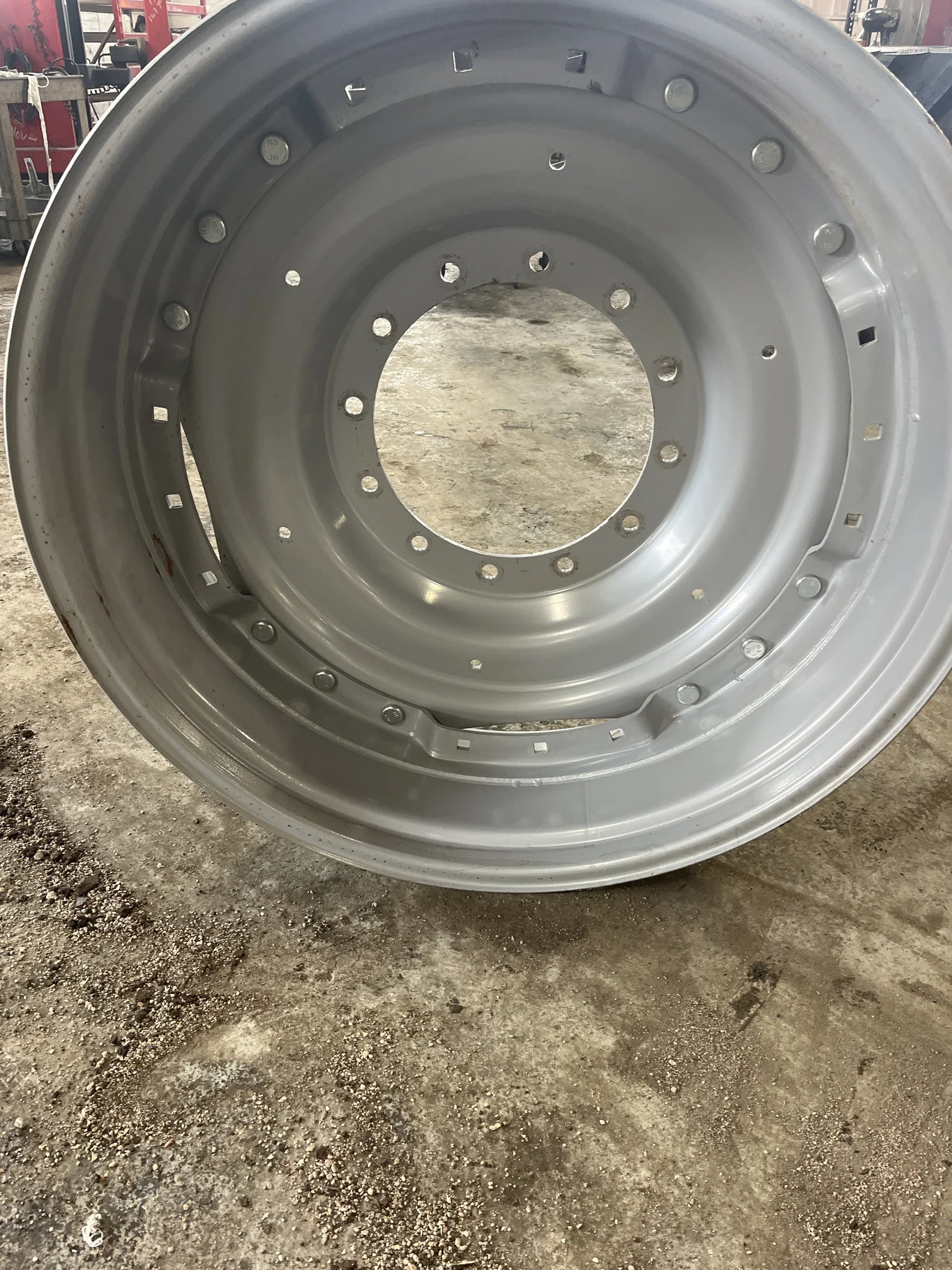 Used 12 X 38 12-16.732-14.620 Waffle 3 Bolt Agco Silver Wheel w/ Disc image 3