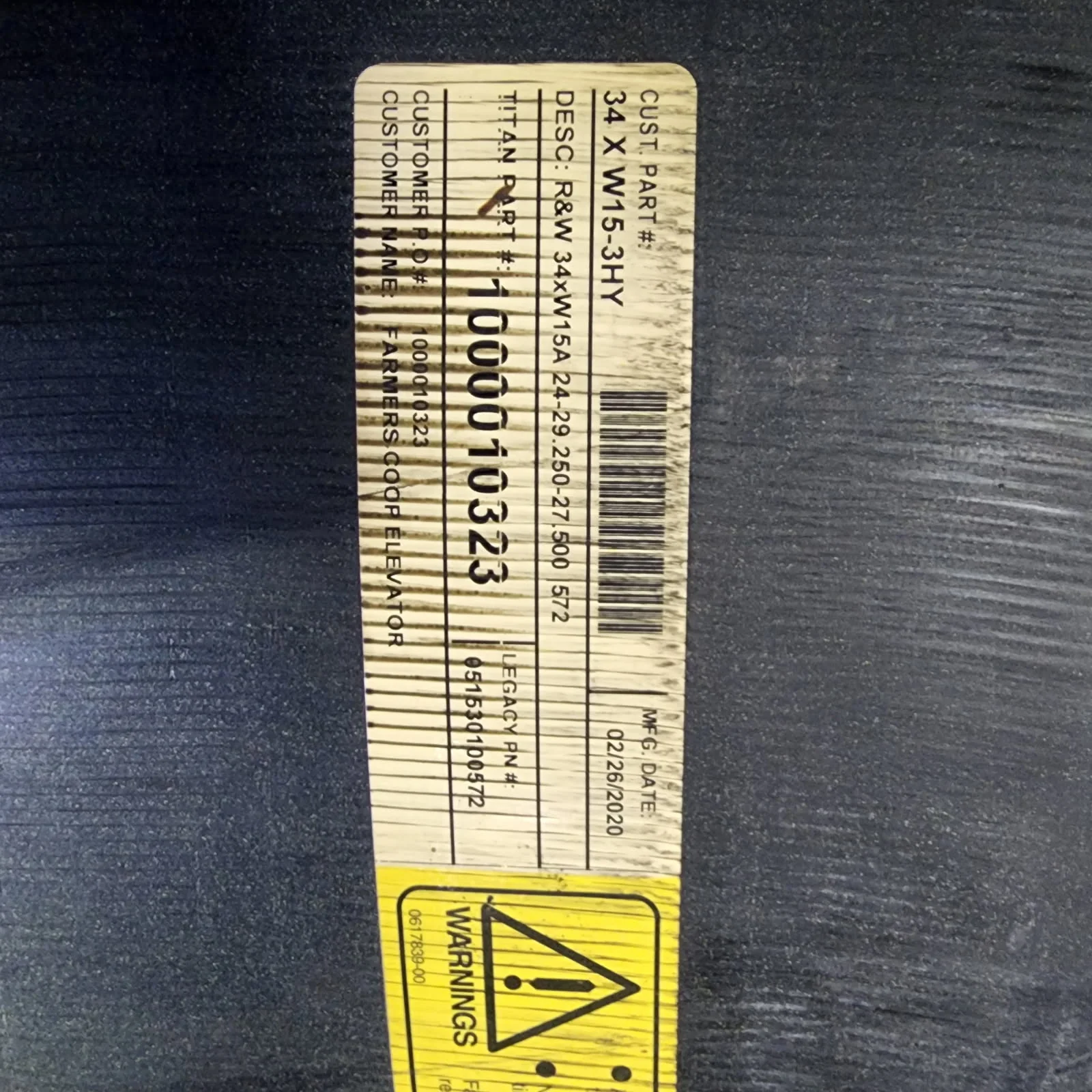 Used 15 X 34 12-16.732-14.640 Waffle 3 Bolt Yellow Wheel w/ Disc image 2