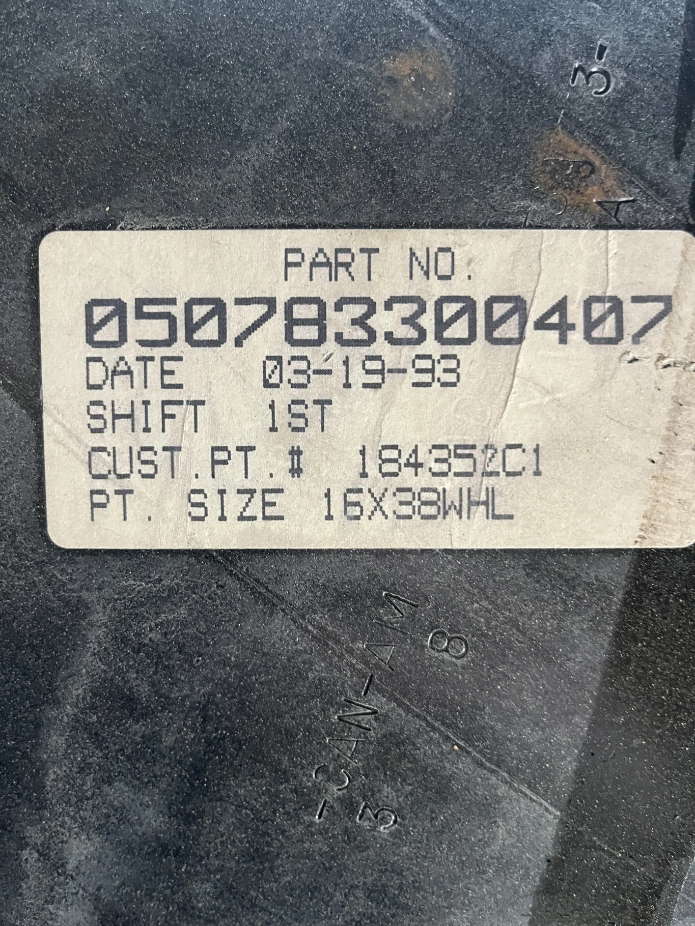 Used 16 X 38 10-13.19-11.07 Dolly Dual Silver Wheel