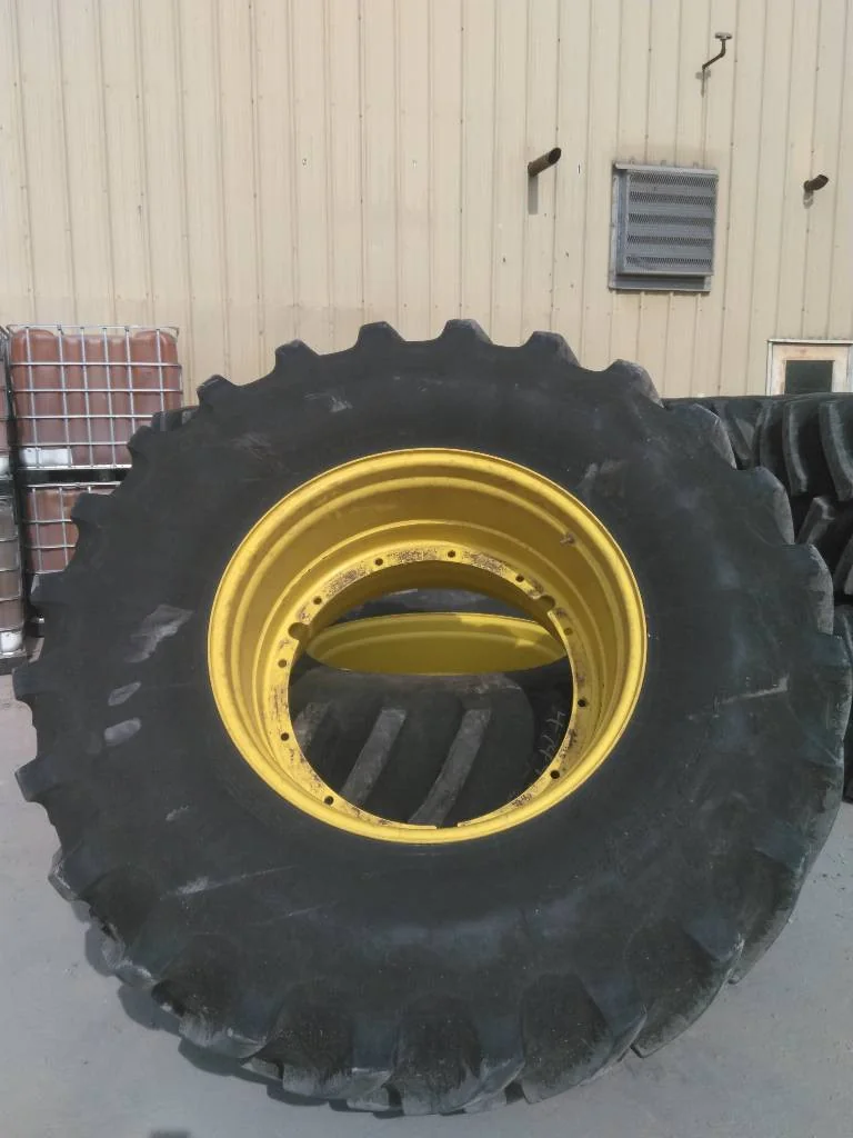 Used 800/70R38 173B Firestone Deep Tread 23 TL R-1W 80-85% On 27 x 38 (12-32.047-30.078) Rim & Rail