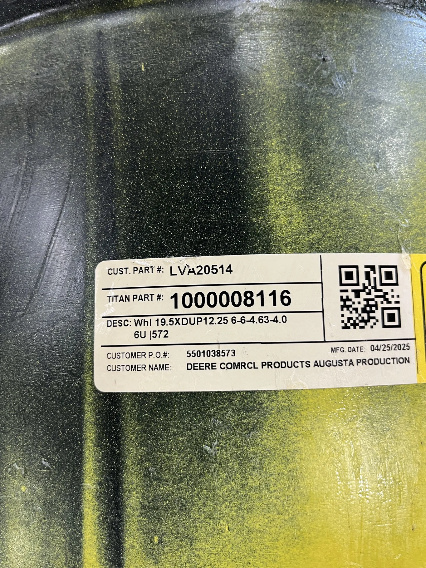 Take-Off 12.25 X 19.5 6-6-4.63-4.0 Implement JD Yellow Wheel image 3