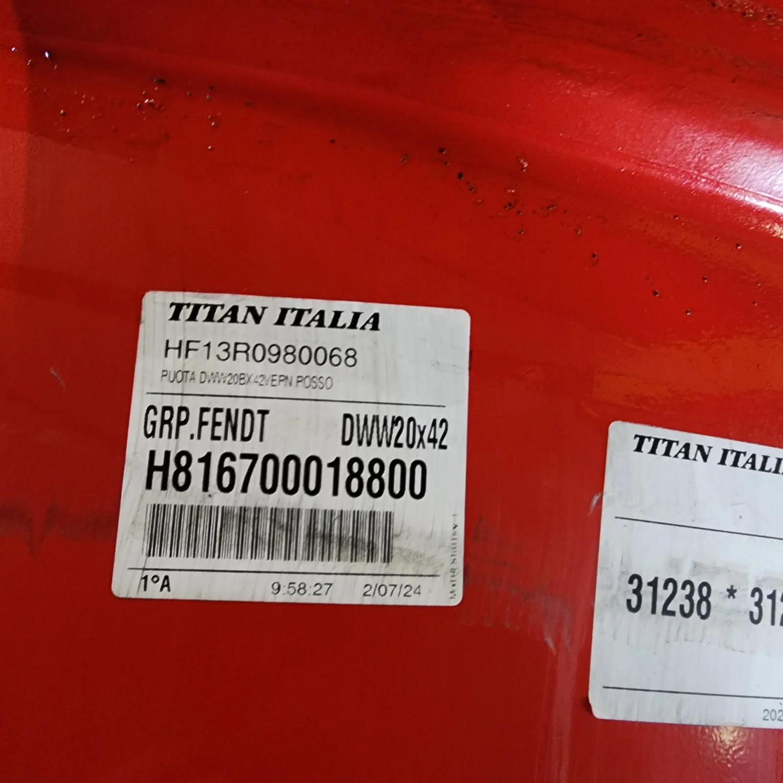 Take-Off 20 X 42 10-13.19-11.07 Dual Fendt Red Sprayer Wheel image 2