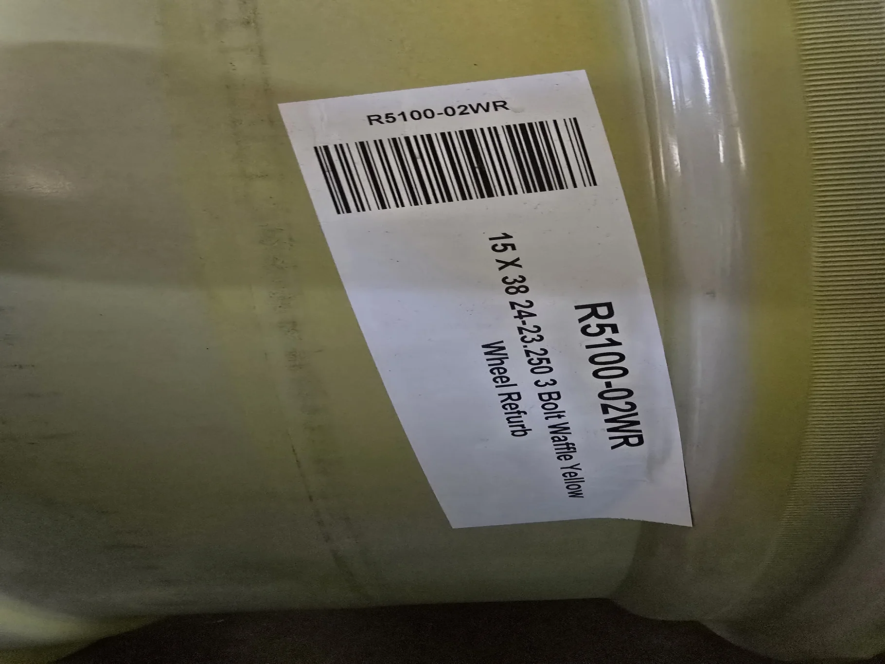 15 X 38 24-23.250 3 Bolt Waffle Yellow Wheel RECONDITIONED image 4