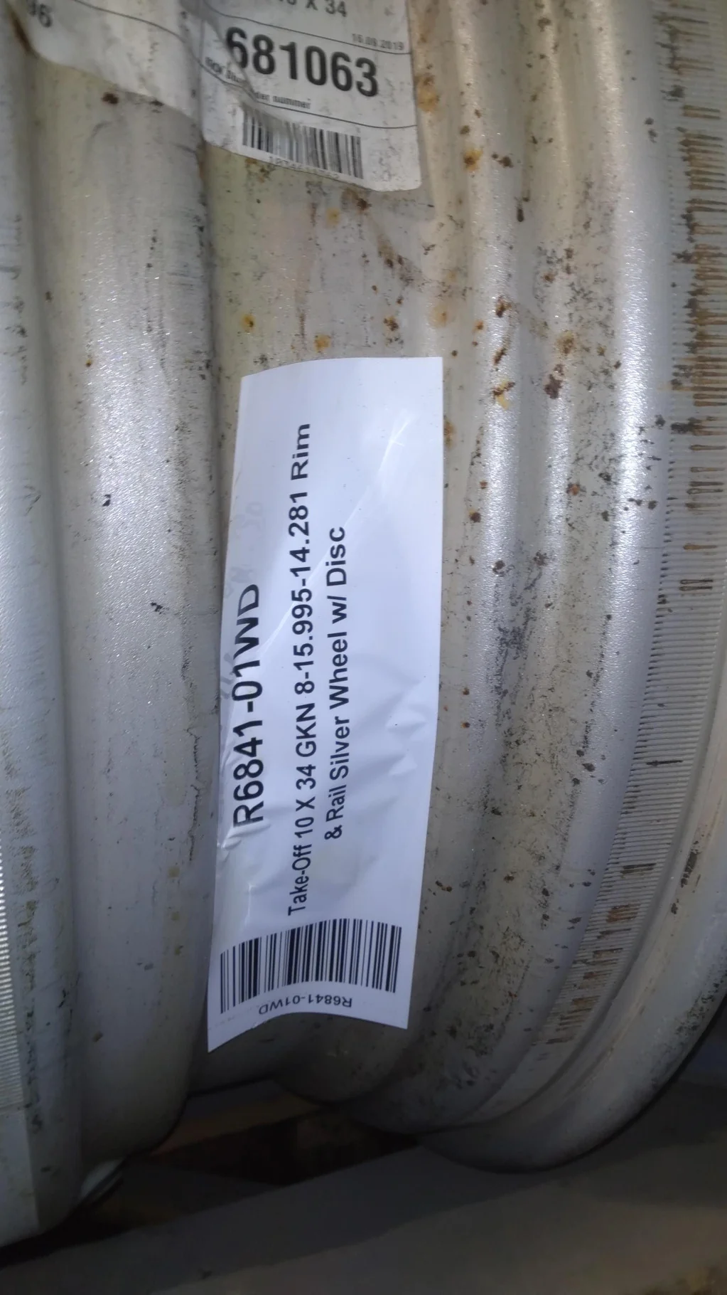 Take-Off 10 X 34 GKN 8-15.945-14.281 Rim & Rail Silver Wheel w/ Disc