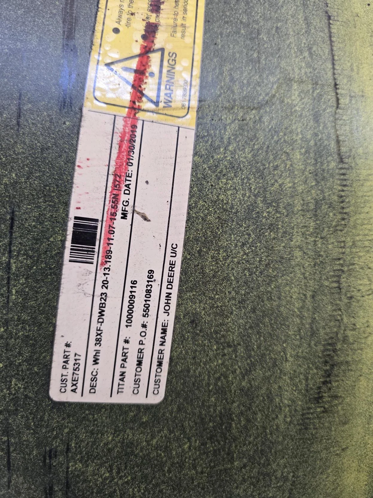 Used 23 X 38 10-13.189-11.07-14.37 Outside Dolly Dual Yellow Wheel image 4