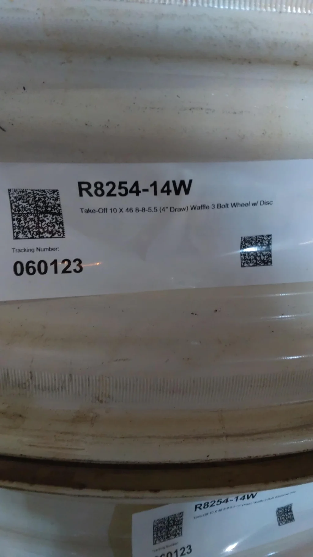 Used 10 X 46 8-8-5.5 (4" Draw) Waffle 3 Bolt Wheel w/ Disc image 3