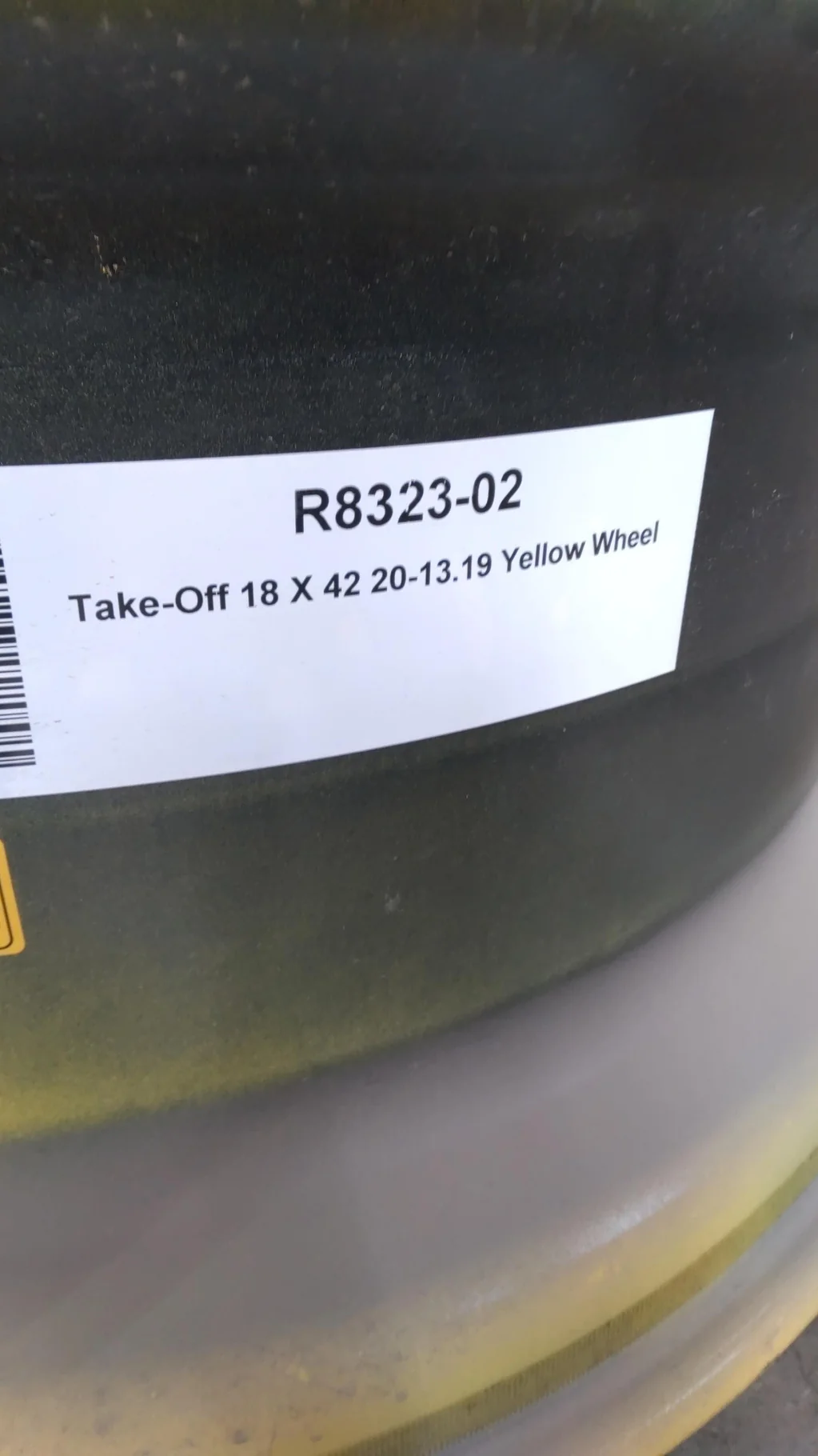 Used 18 X 42 20-18.504-15.372 Yellow Wheel W/SPACER image 6