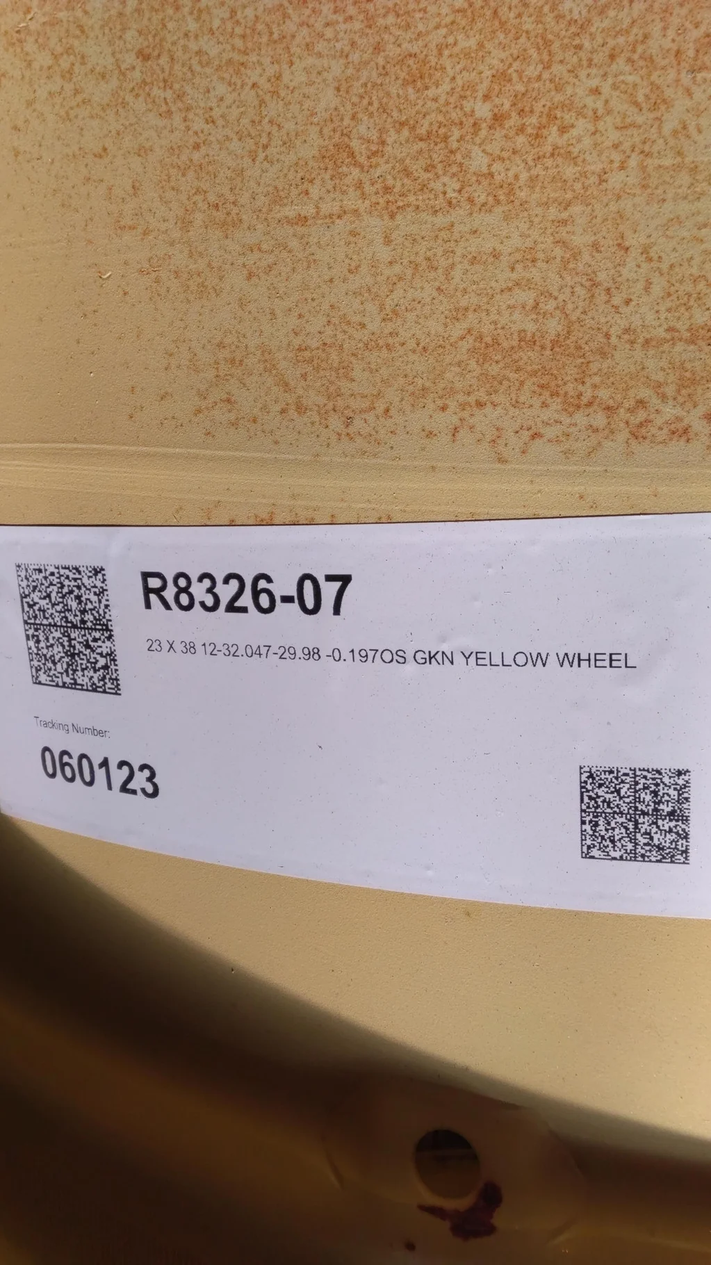 Used 23 X 38 12-32.047-29.98 -0.197OS GKN YELLOW WHEEL image 3