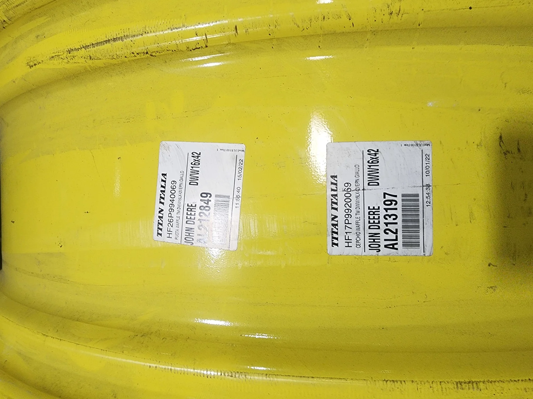 Take-Off 16 X 42 8-10.82-8.78 Triple Drop Yellow Wheel w/ Disc image 2