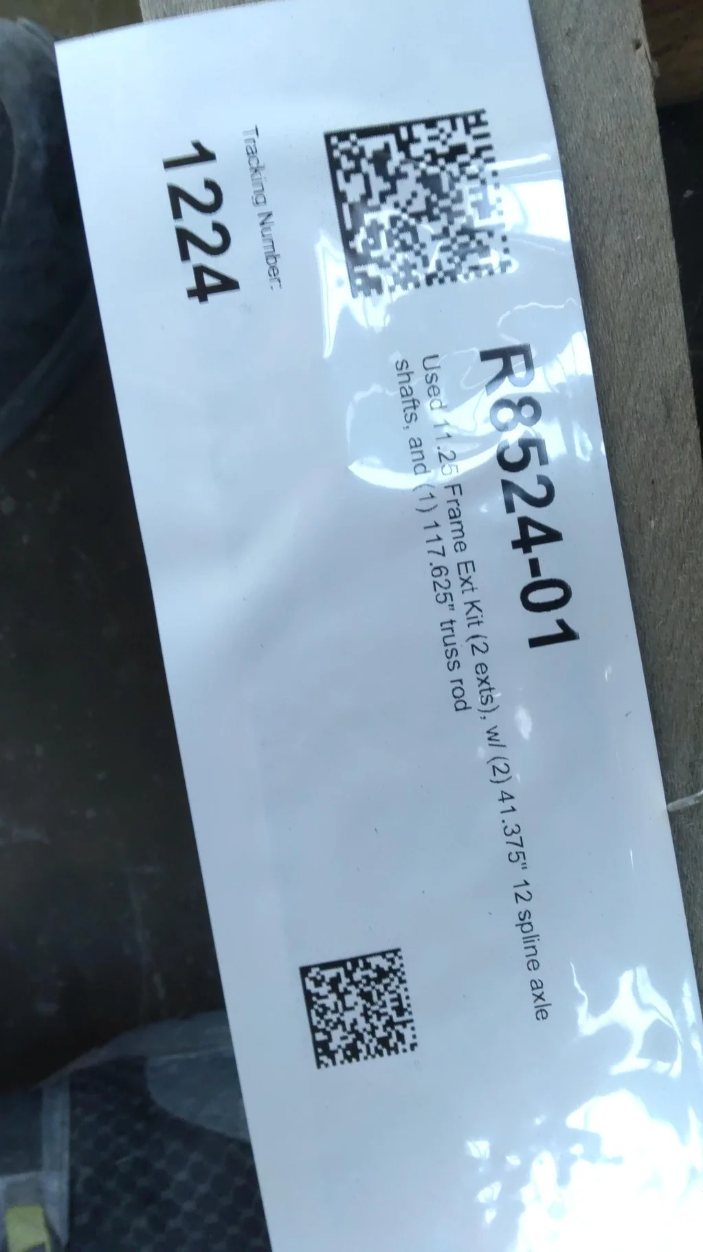Used 11.25 Frame Ext Kit (2 exts), w/ (2) 41.375" 12 spline axle shafts, and (1) 117.625" truss rod image 3