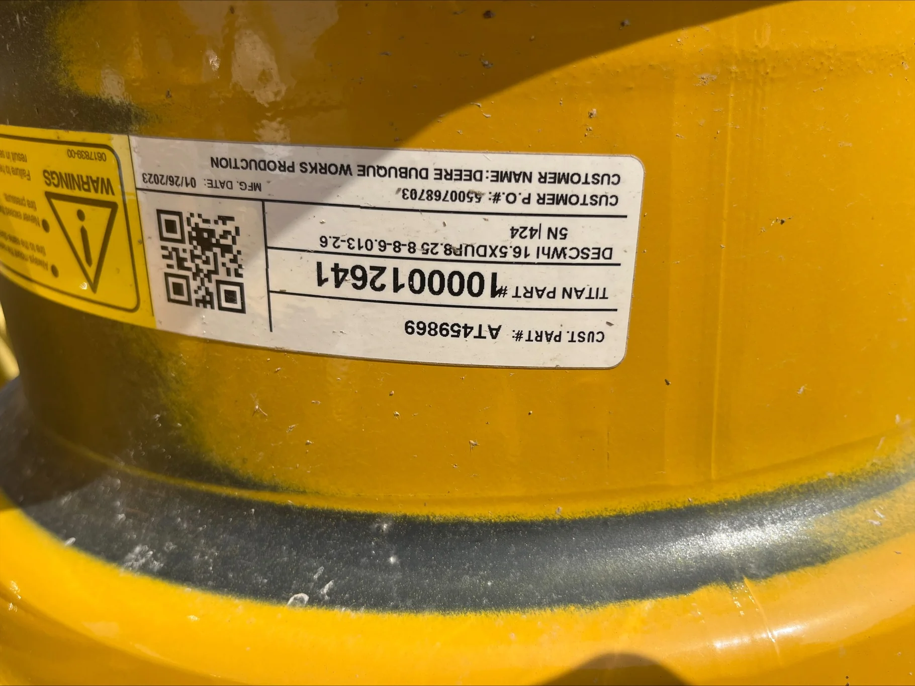 8.25 X 16.5 8-8-6.013-2.65IN IND YELLOW WHEEL image 2