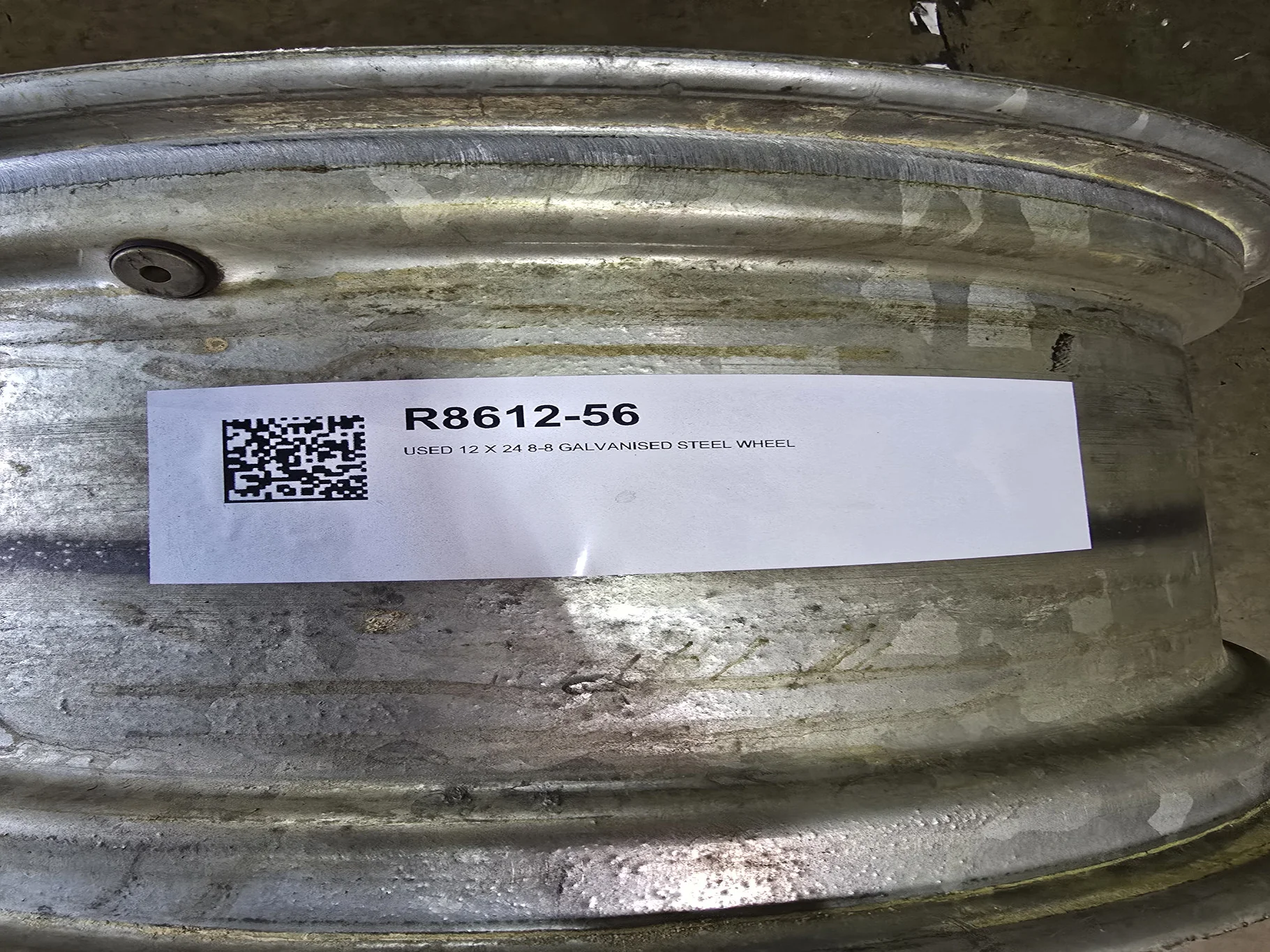 USED 12 X 24 8-8-6 GALVANIZED STEEL WHEEL image 3