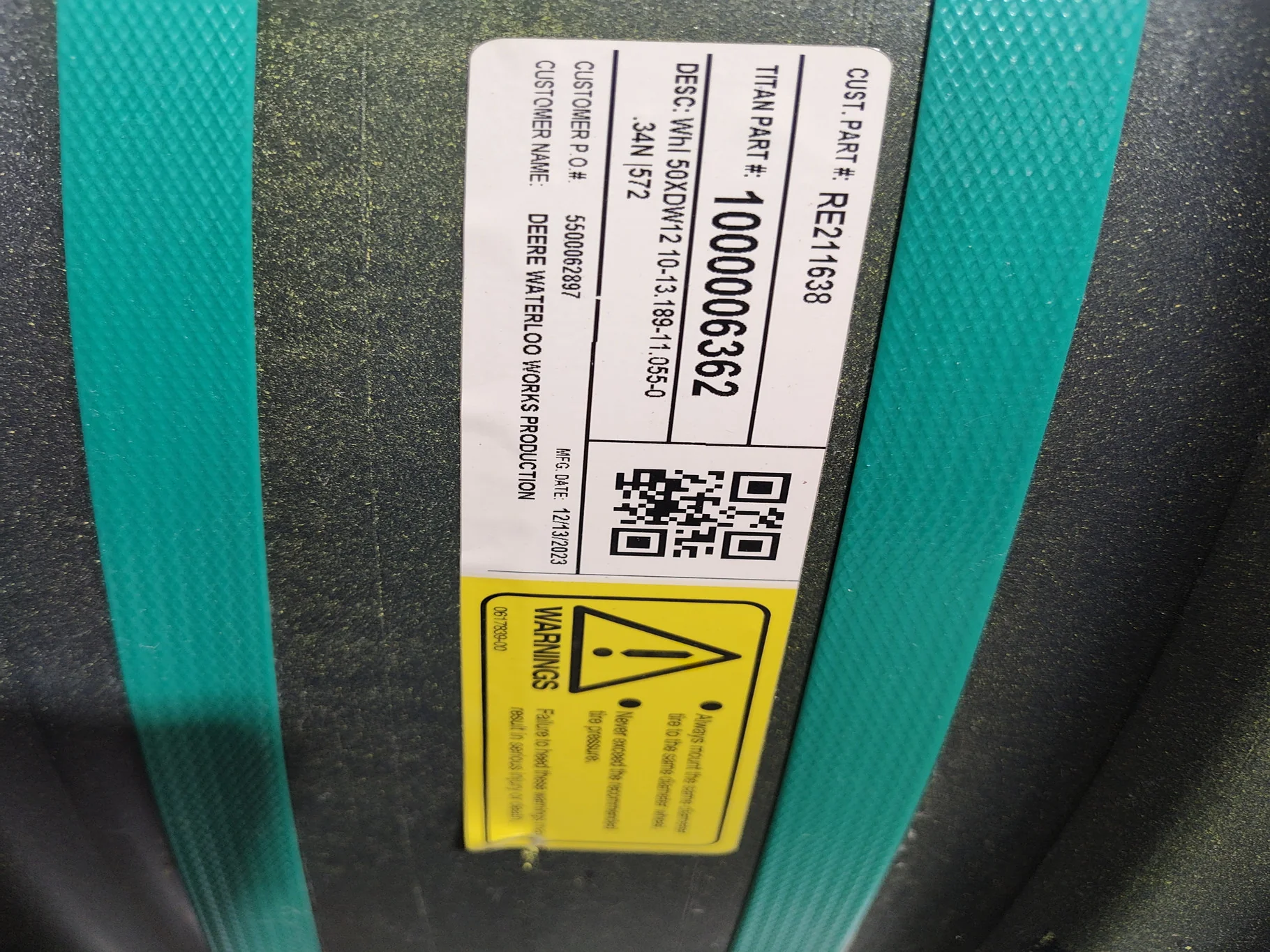 12 X 50 10-13.189-11.055-0.34N JD Rim & Rail With 10 Bolt Center/ Long Hardware Kit image 2
