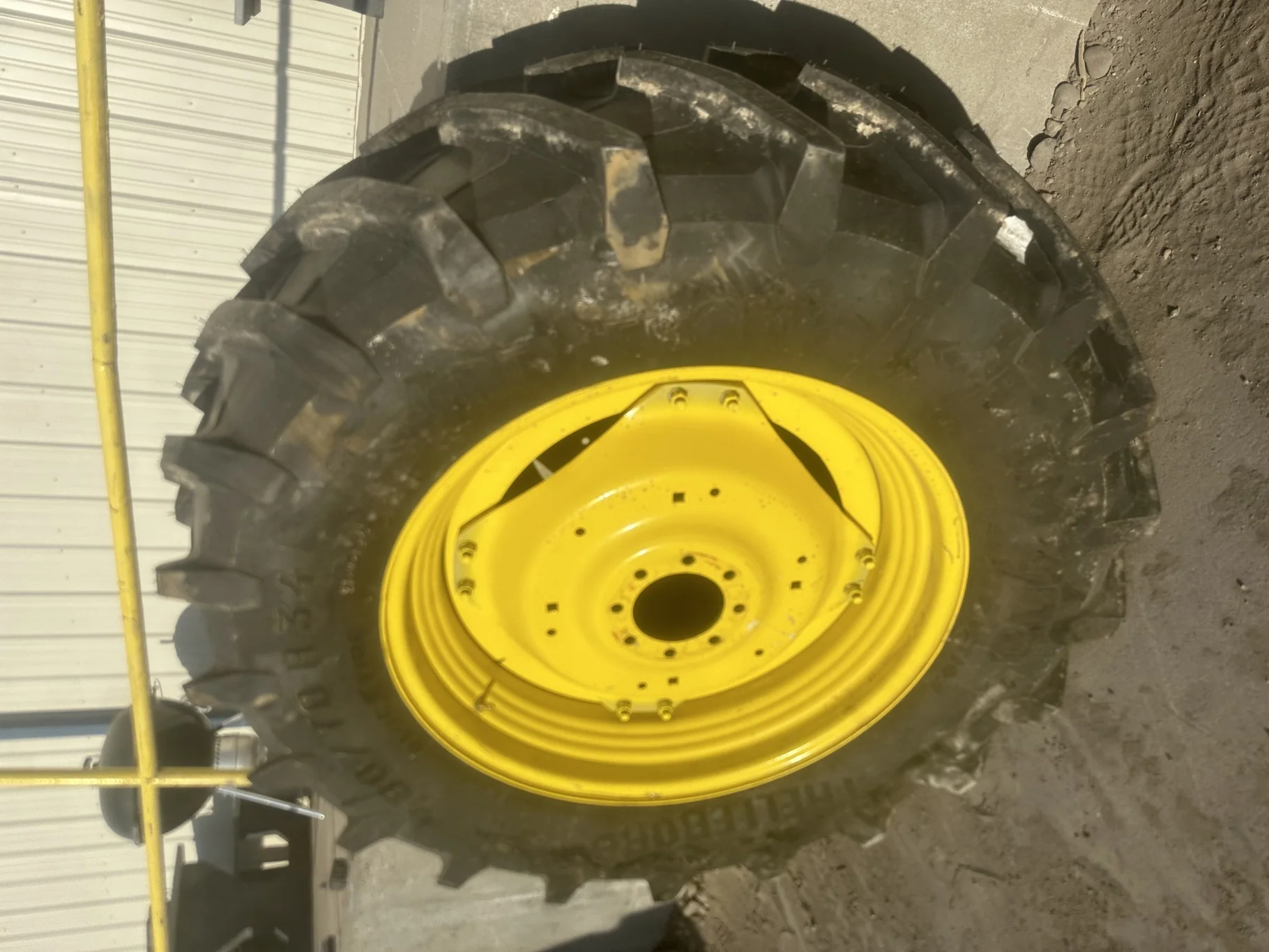 TAKE-OFF 480/70R34 Trelleborg TM700 R-1W (143A8/B) TL on a 15 X 34 JD Yellow 4/2 Rail/Disc image 2