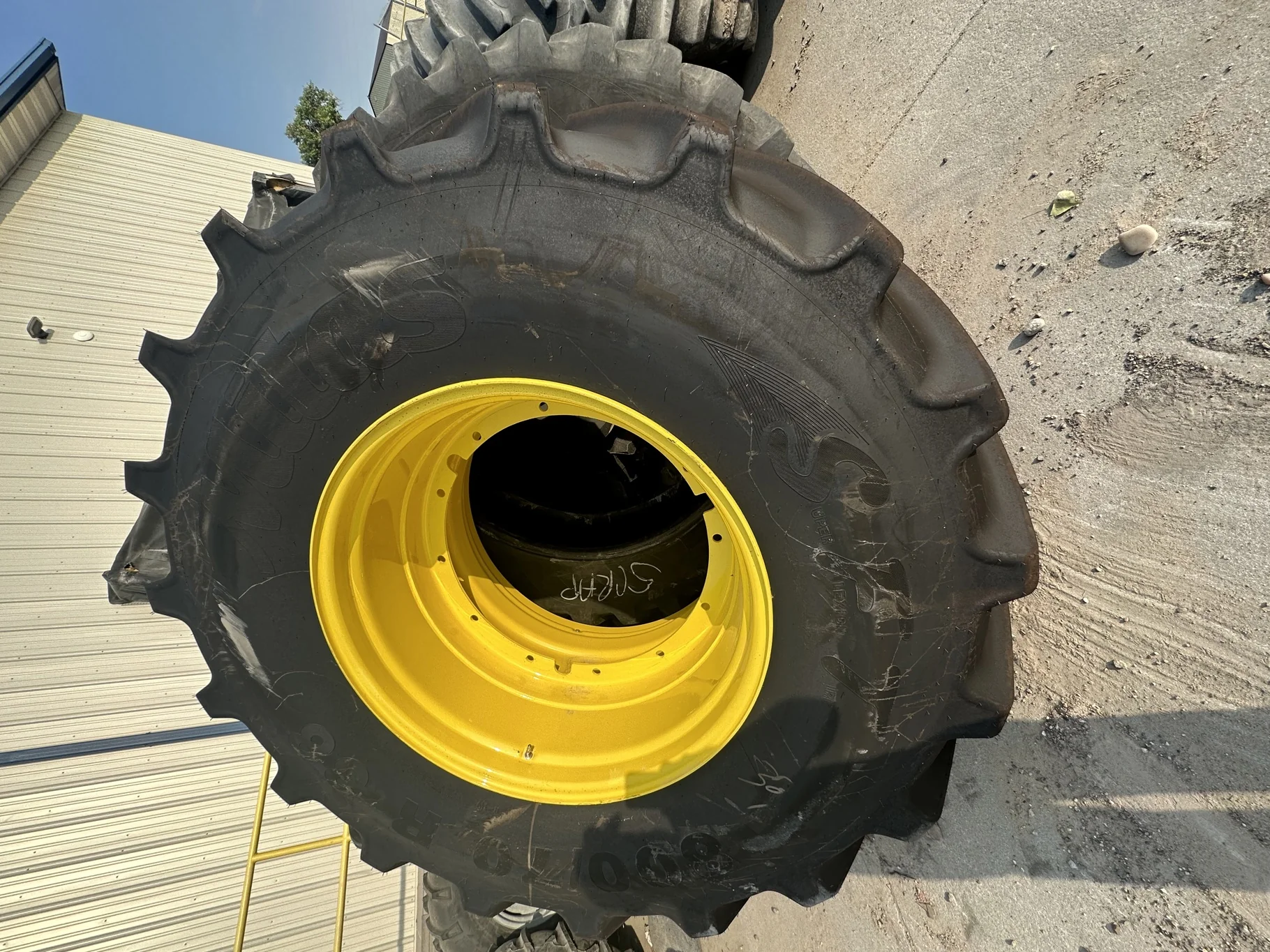 Take-Off 800/70R38 Mitas SFT (173D/176A8) TL on a 27 X 38 JD Yellow Stub Disc 12 Hole JD"55" W