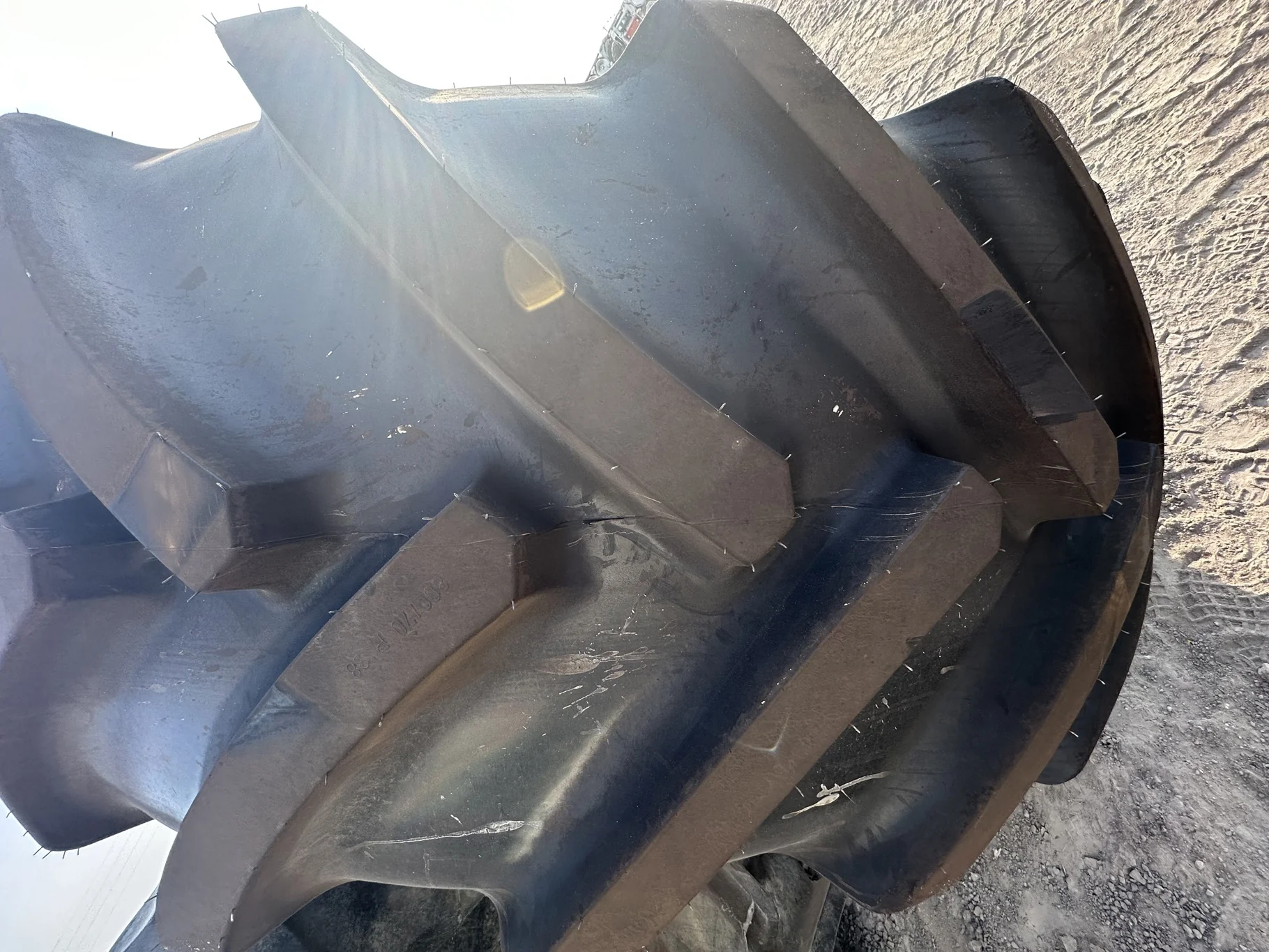 Take-Off 800/70R38 Mitas SFT (173D/176A8) TL on a 27 X 38 JD Yellow Stub Disc 12 Hole JD"55" W image 3