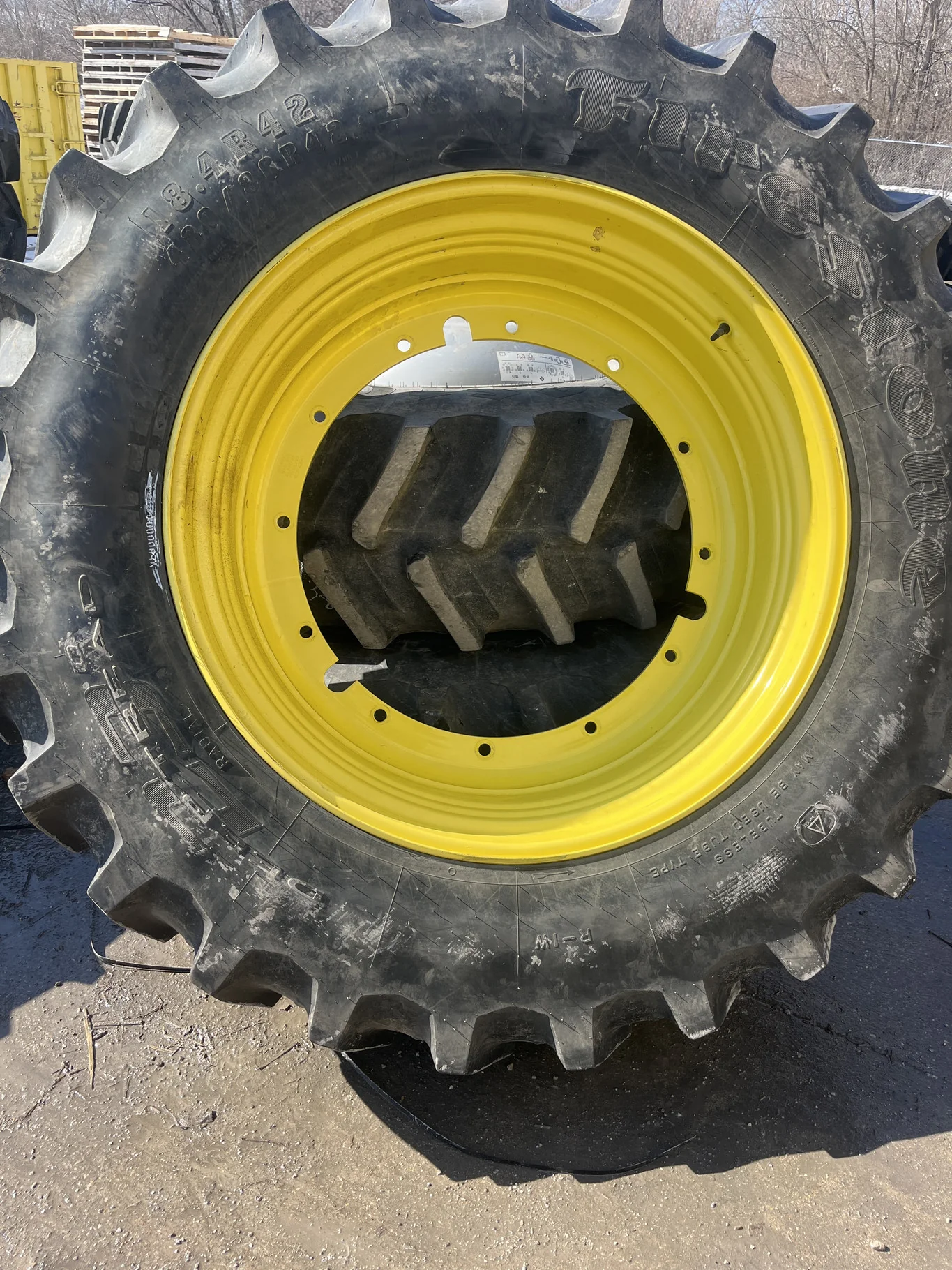 Used 480/80R42 151B Firestone DT23 TL R-1W  85-90% On 16 x 42 12-32.047-30.078 6"BS GKN Yellow Rim