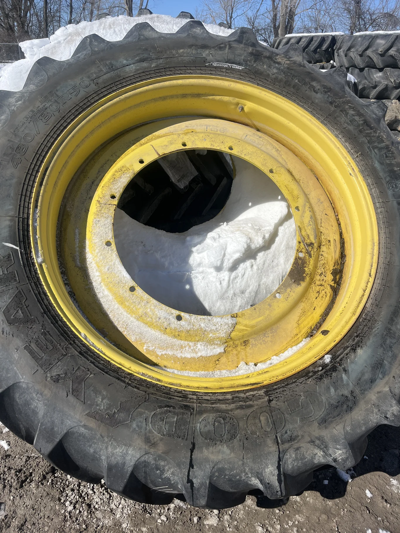 Used 480/80R50 176B Goodyear ST DT800 TL R-1W 80-85% On 15 x 50 12-32.047-30.078 11"BS Titan Yellow
