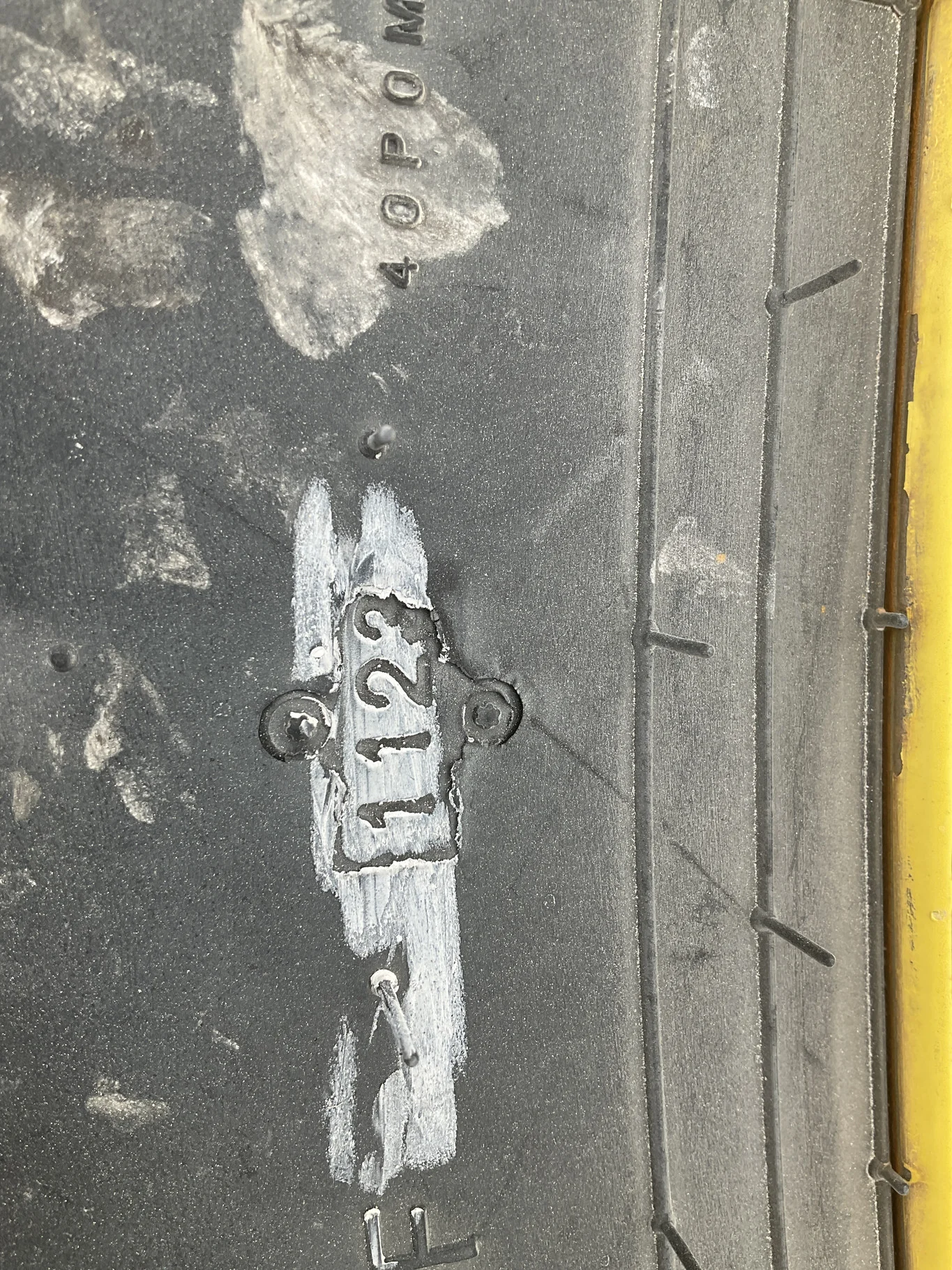 Used 320/105R54 166D Goodyear Optitrac TLR-1W 90-95% On 10x54 12-32.05-30.08 Rim & Rail Yellow Wheel image 3