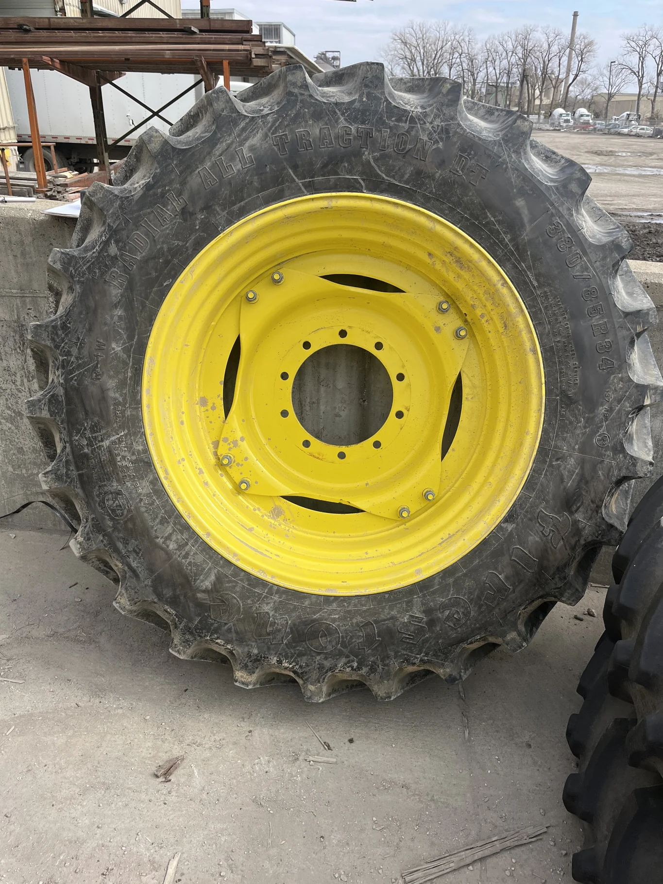 Used 380/85R34 137B Firestone Radial AT DT TL R-1W 75-80% On 13 x 34 10-13.19-11.07 4"BS Moveero