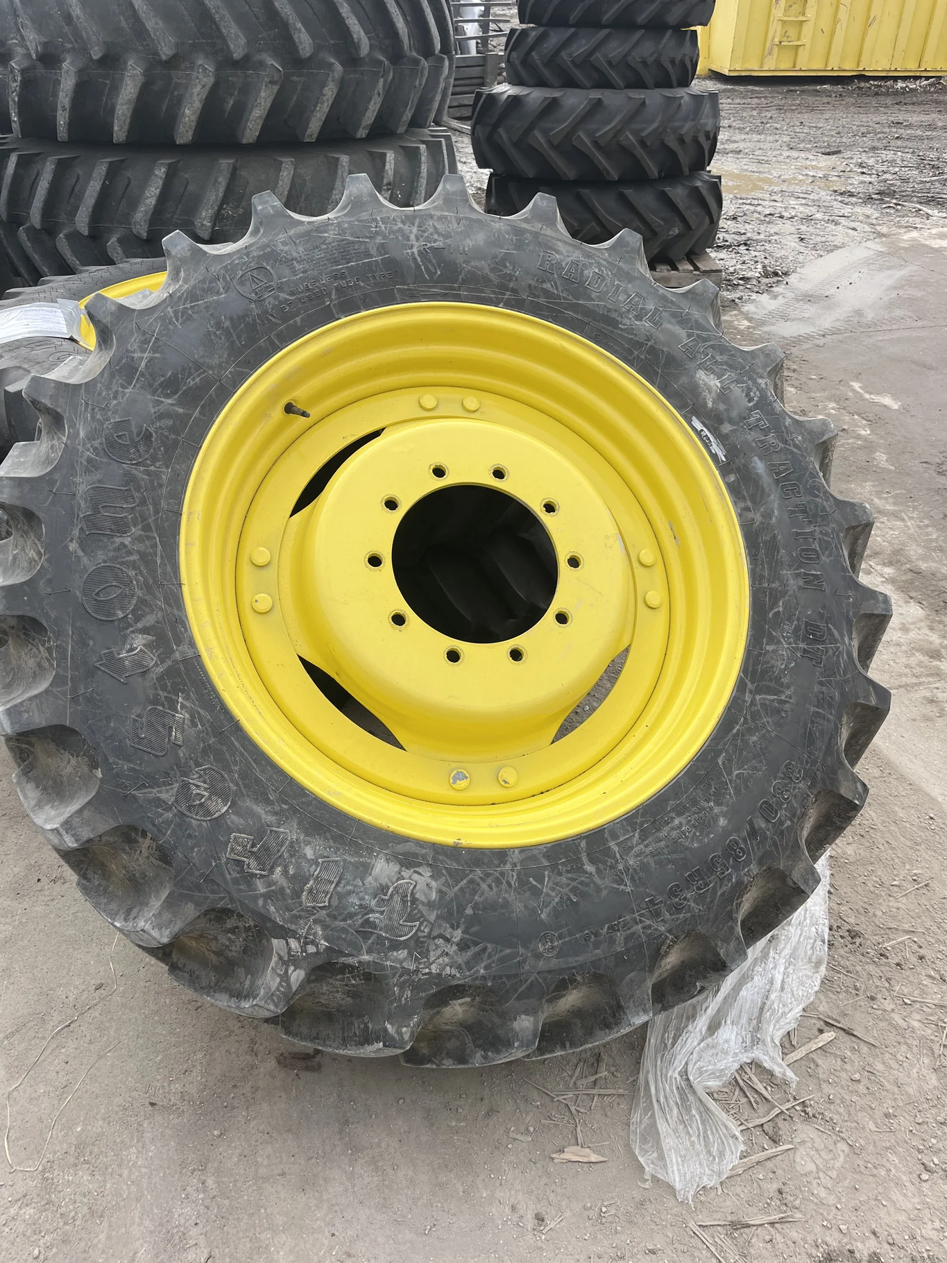 Used 380/85R34 137B Firestone Radial AT DT TL R-1W 75-80% On 13 x 34 10-13.19-11.07 4"BS Moveero image 2