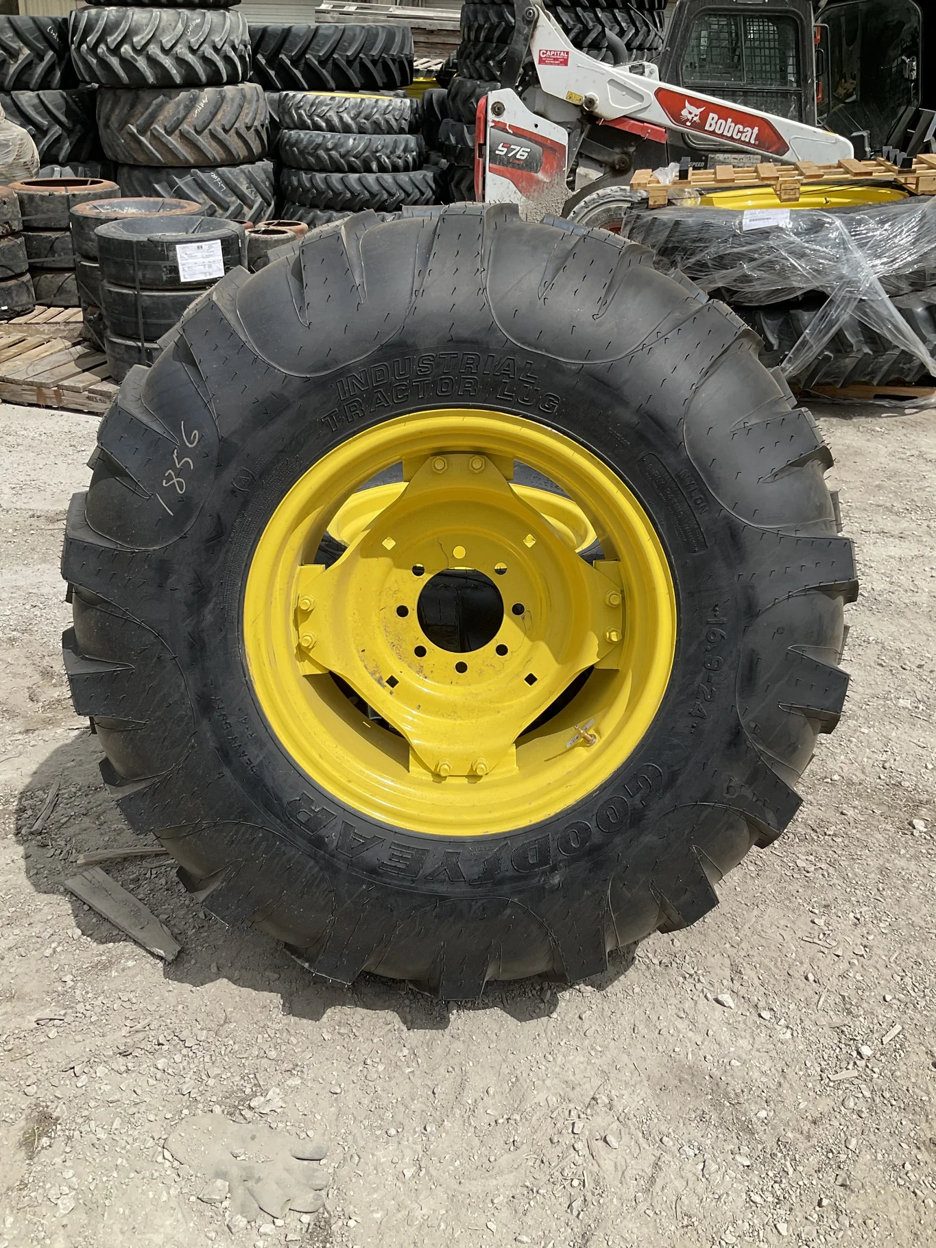 Take-Off 16.9-24 8-Ply Goodyear Industrial Tractor Lug TL R-4 95-100% On 8-8-6 8"BS Moveero Yellow