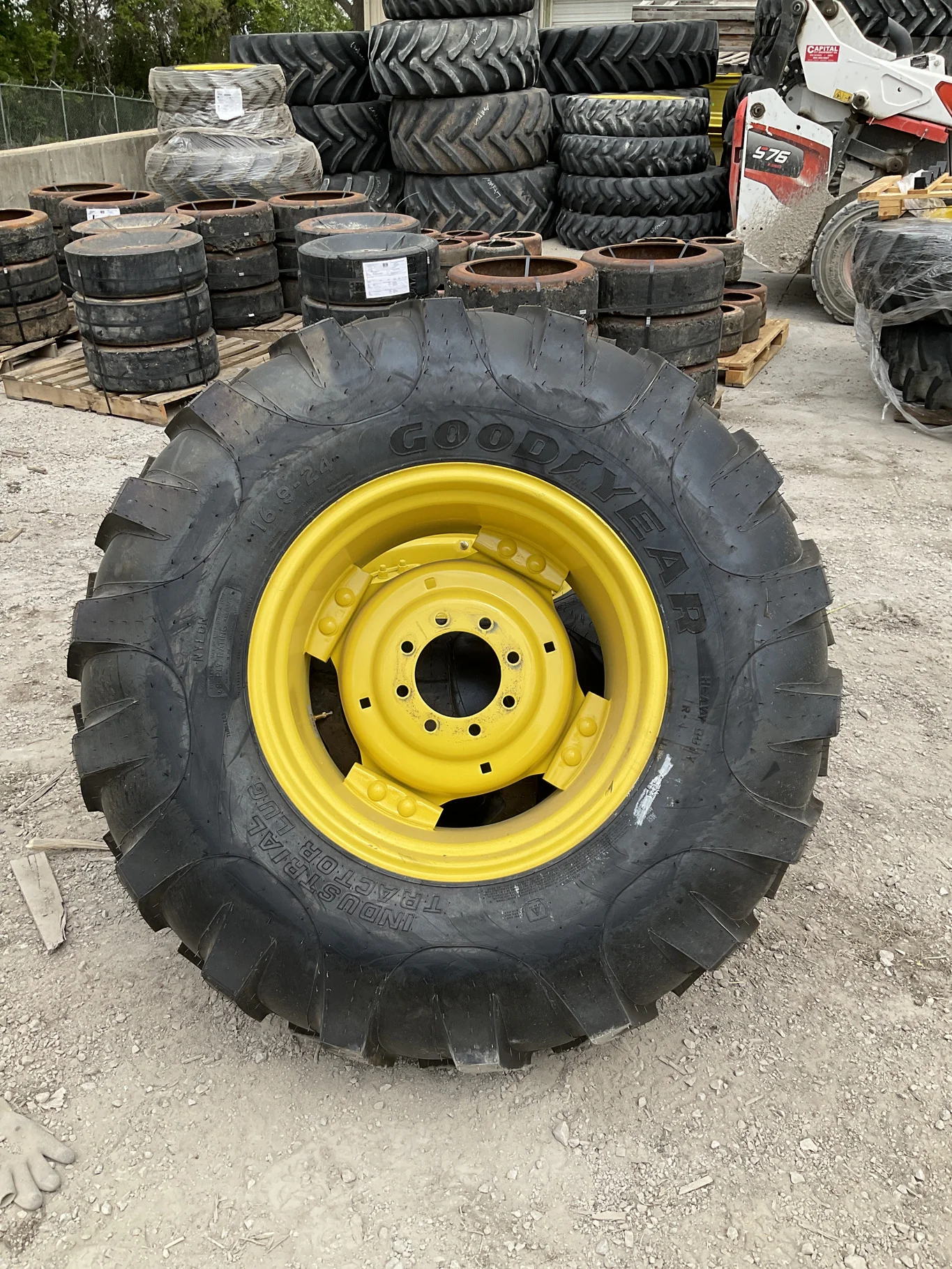 Take-Off 16.9-24 8-Ply Goodyear Industrial Tractor Lug TL R-4 95-100% On 8-8-6 8"BS Moveero Yellow image 2