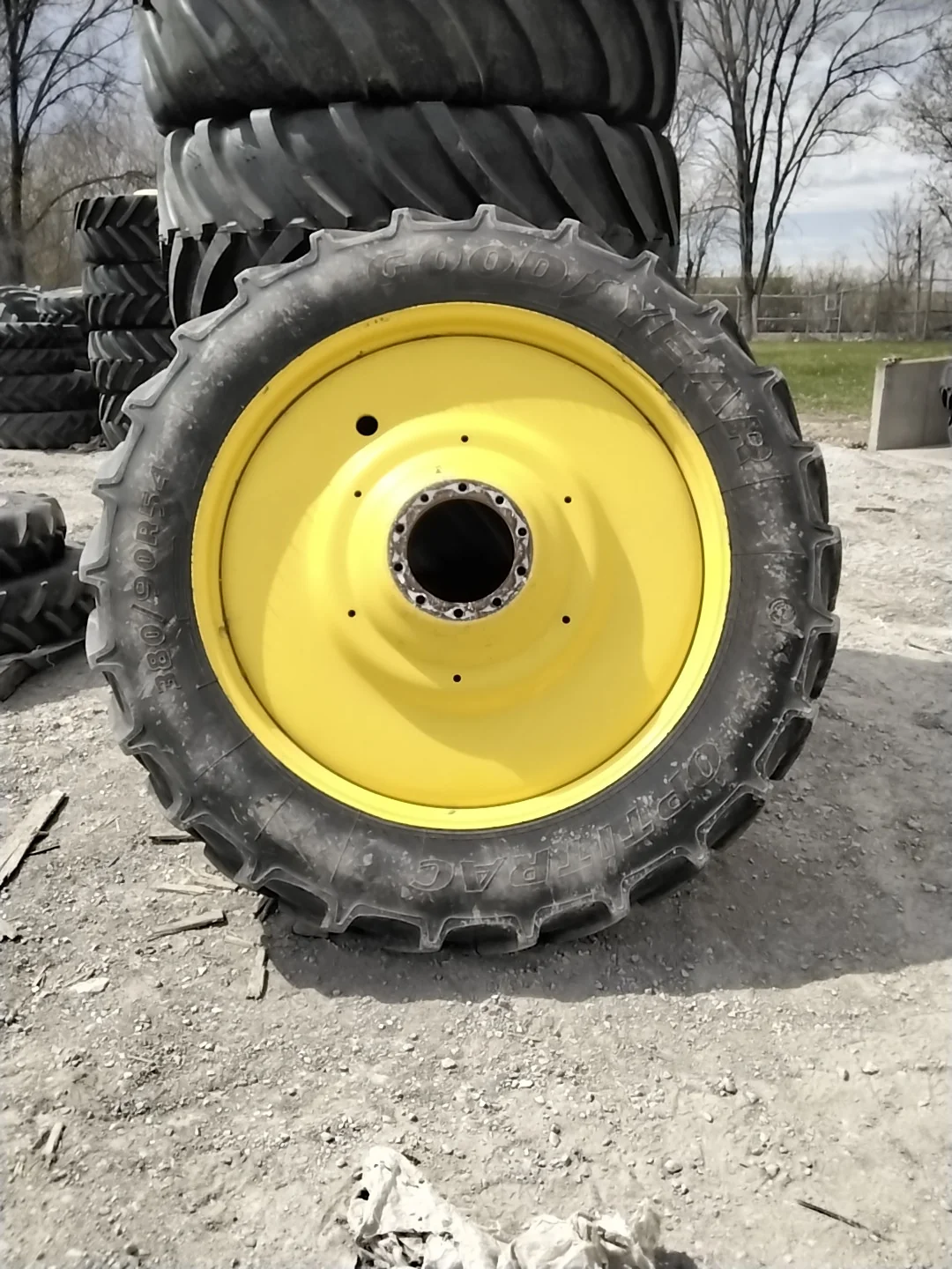 Used 380/90R54 152D Goodyear Optitrac TL R-1W 90-95% On 12 x 54 10-13.19-11.07 14"BS Titan Yellow