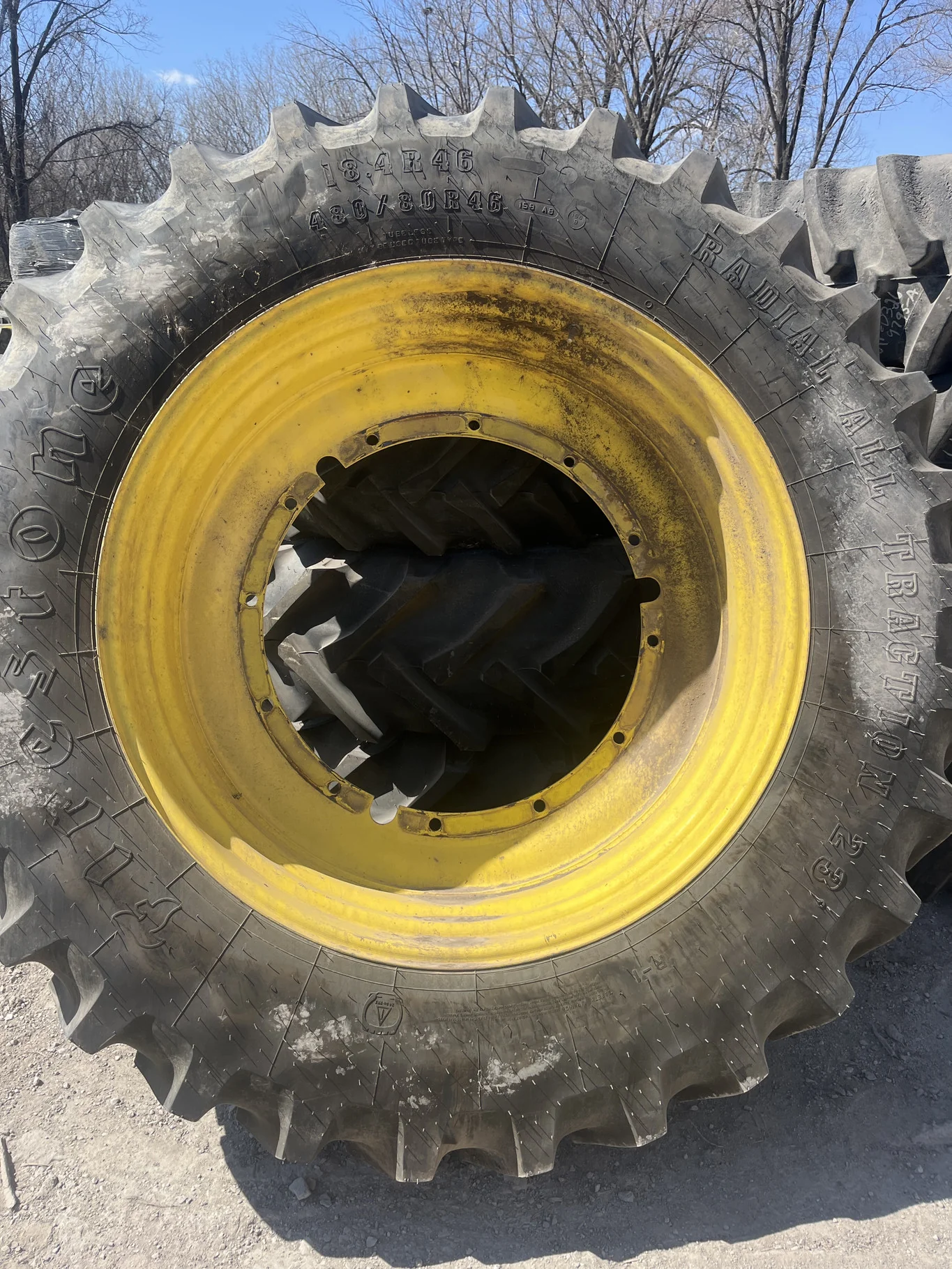 Take-Off 480/80R46 158A8 Firestone Radial AT23 TL R-1 95-100% On 16 x 46 12-32.047-30.078 6"BS Titan