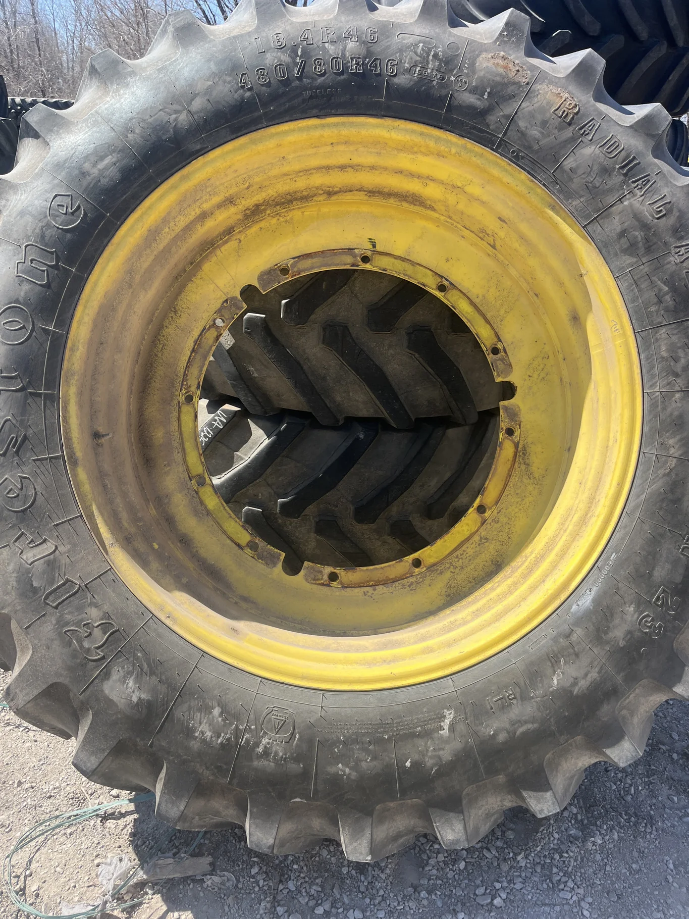 Used 480/80R46 158A8 Firestone Radial AT23 TL R-1 70-75% On 16 x 46 12-32.047-30.078 5"BS Titan