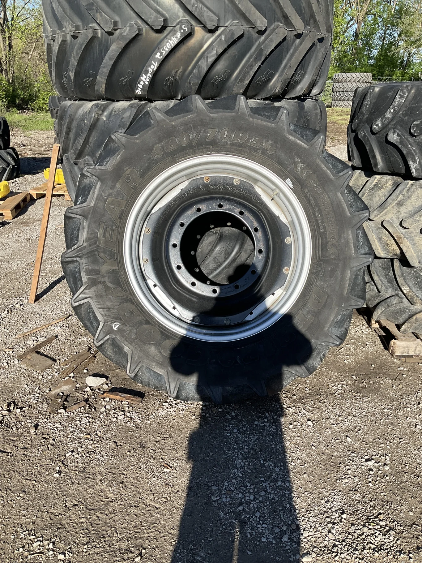 Used 480/70R34 146A8 Goodyear DT812 TL R-1W 55-60% On 15 x 34 12-16.732-14.620 15"BS Titan Silver