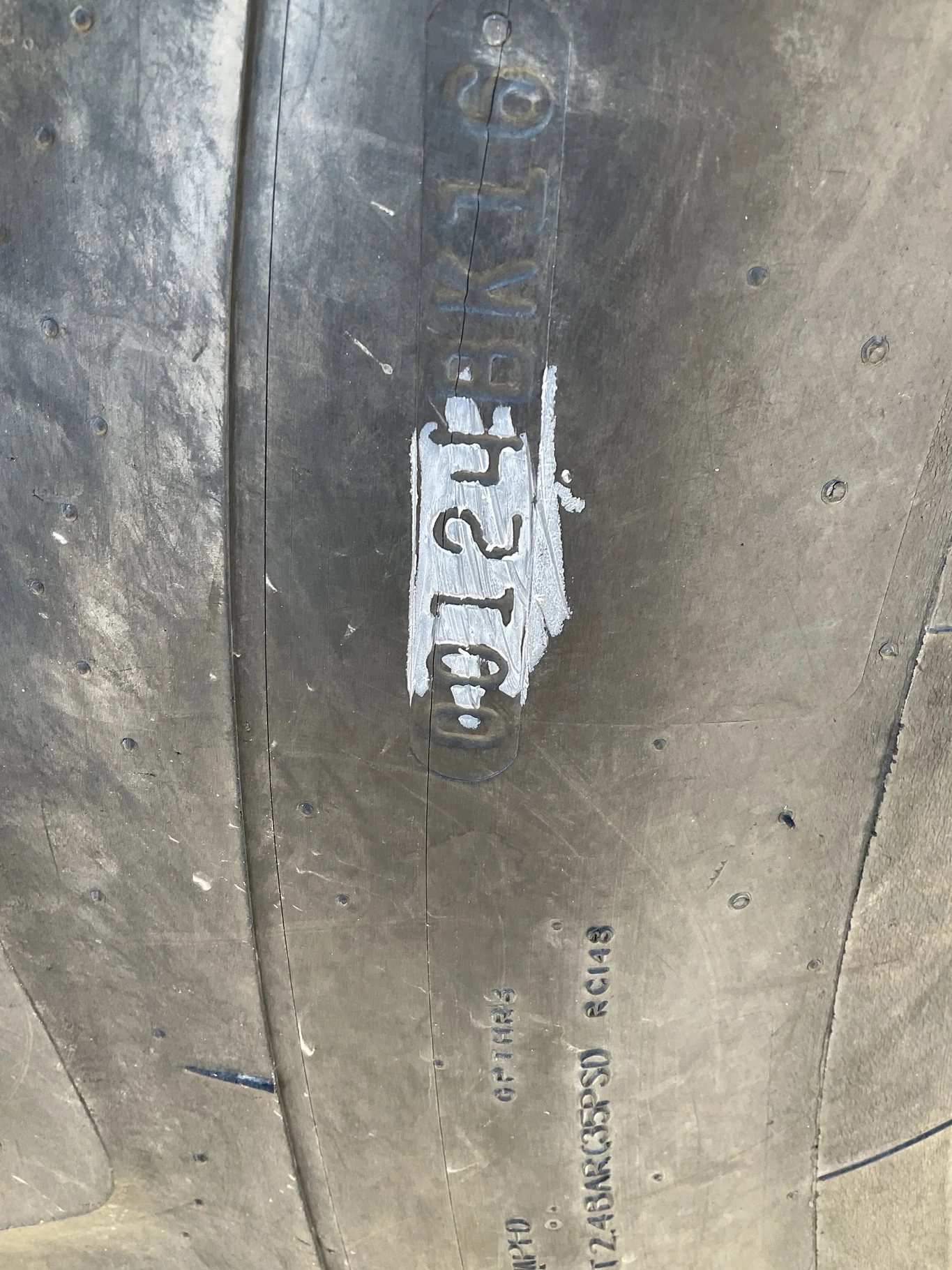 Used LSW1250/35R46 195D Goodyear Optitrac TL R-1W 85-90% On 28 x 46 10-13.19-11.07 24"BS Titan image 3