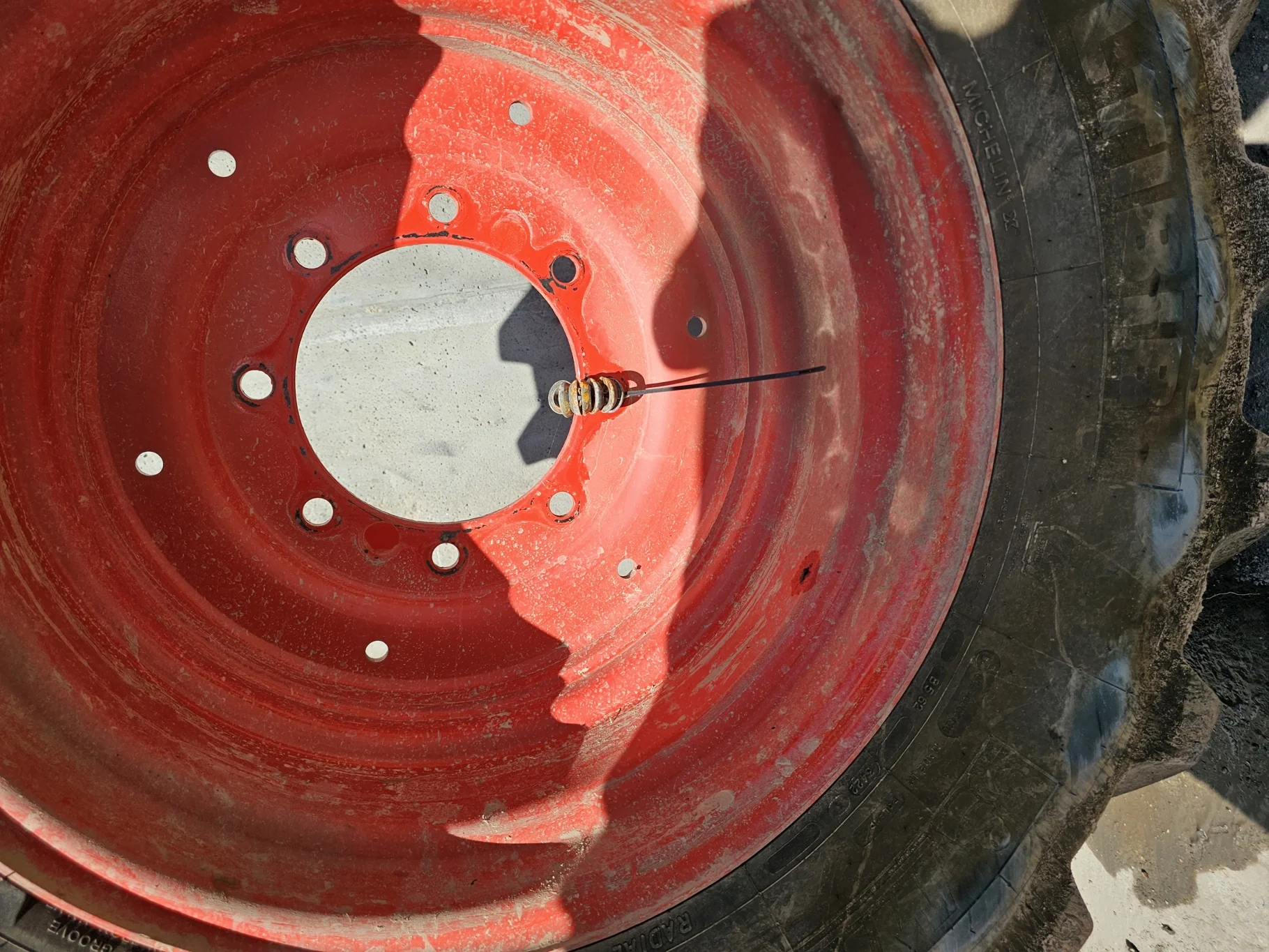 Take-Off 480/65R24 Michelin MultiBib R-1W 133D TL on a 15 X 24 Fendt Red Formed 8 Bolt Wheel(27/32") image 6