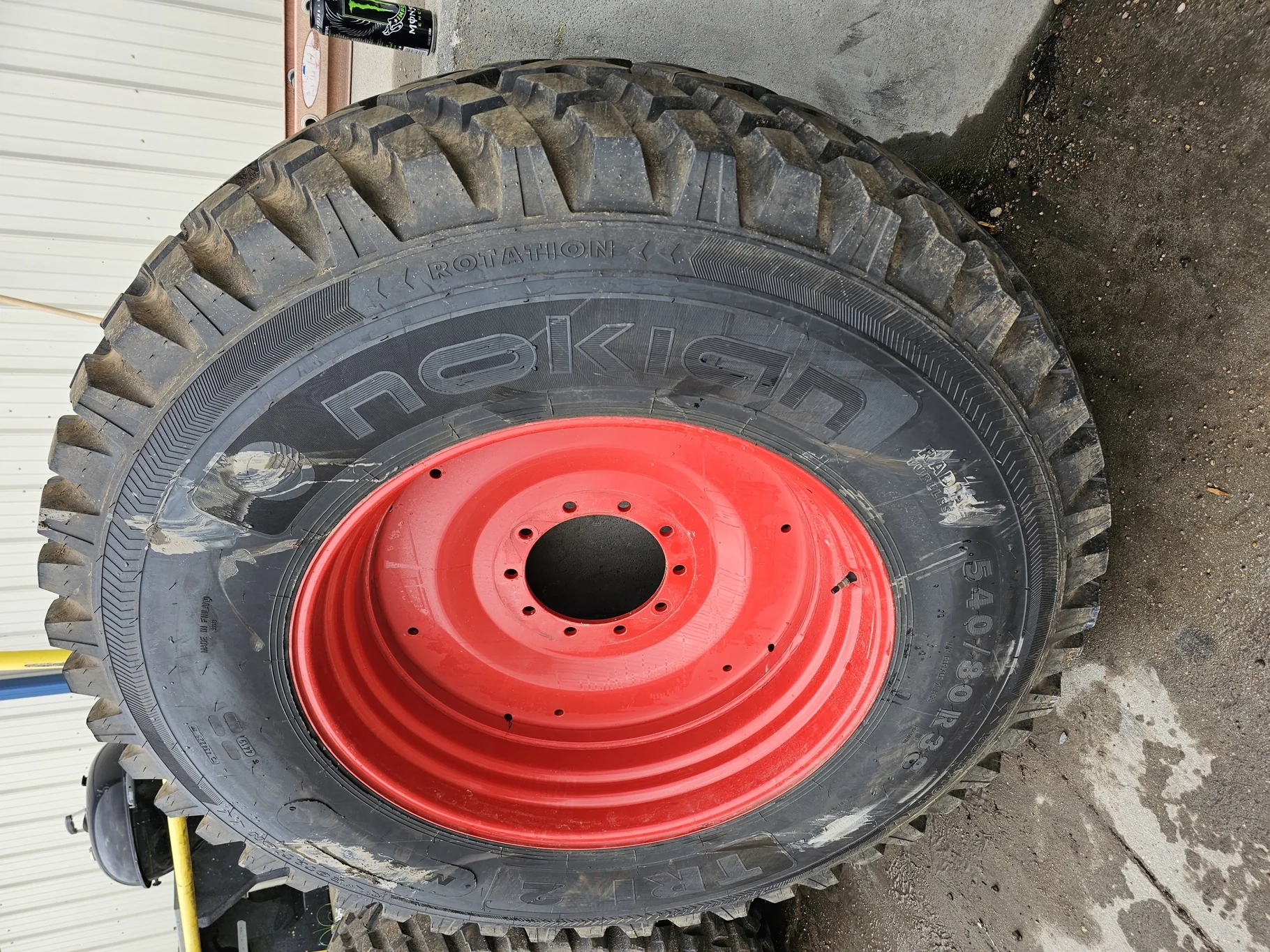 Used 540/80R38 Nokian TRI 2 80 Series 172A8 90% on 18 X 38 10-13.189-11.07 Fendt Red Wheel