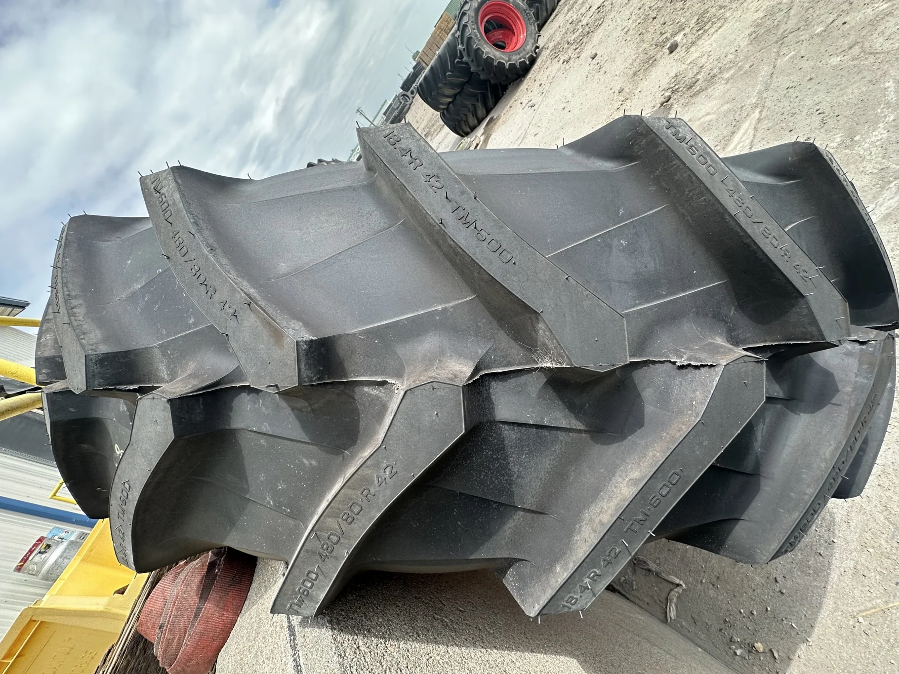 Take-Off 480/80R42 Trelleborg TM600 151A8 TL R-1W on 16 x 42 Fendt Red 10 Bolt (.937) Dual Wheel W/D image 5