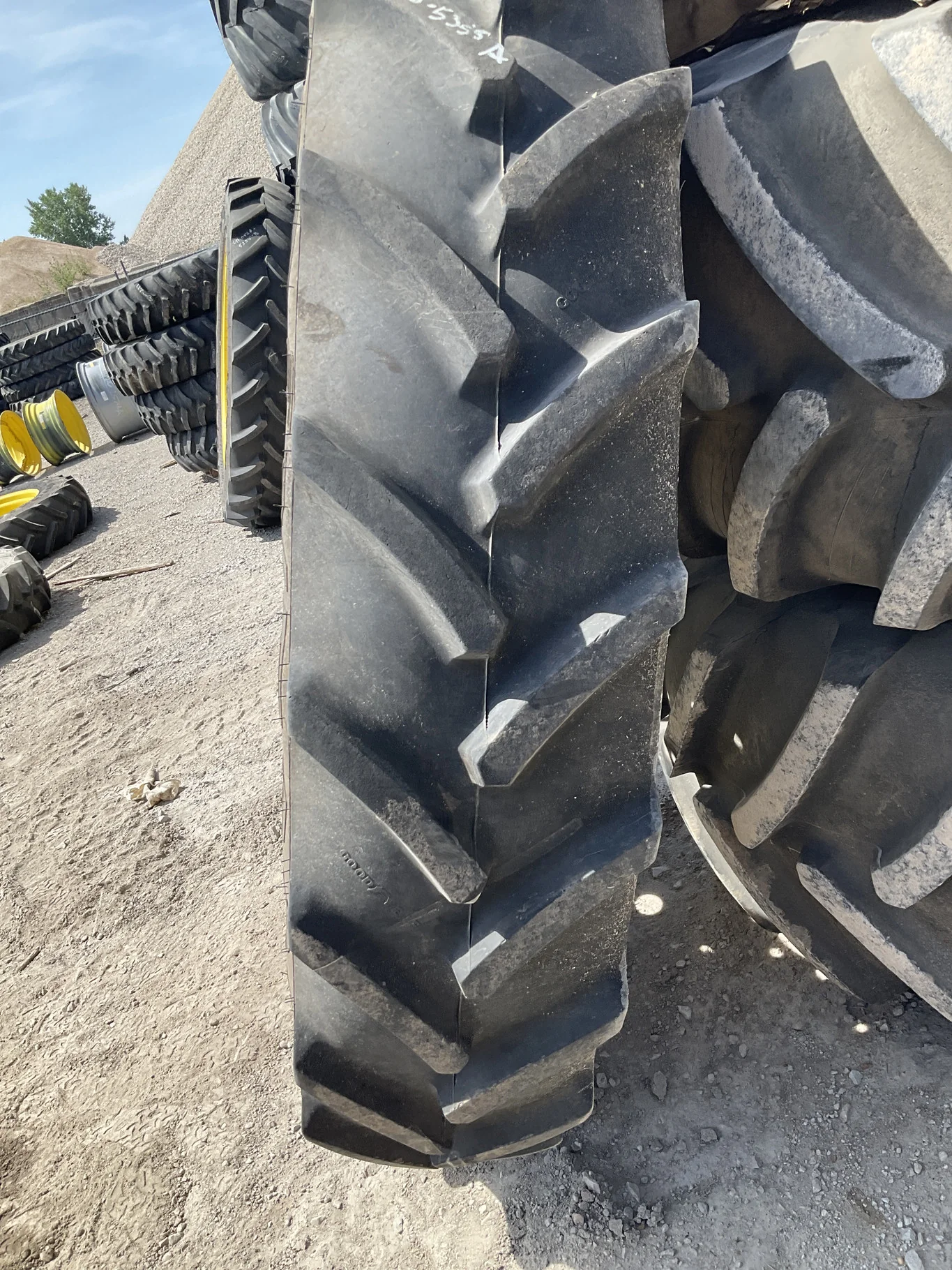 Used 380/90R54 152D Goodyear Optitrac TL R-1W 80-85% On 12 x 54 10-13.19-11.07 Yellow Dual Wheel image 2