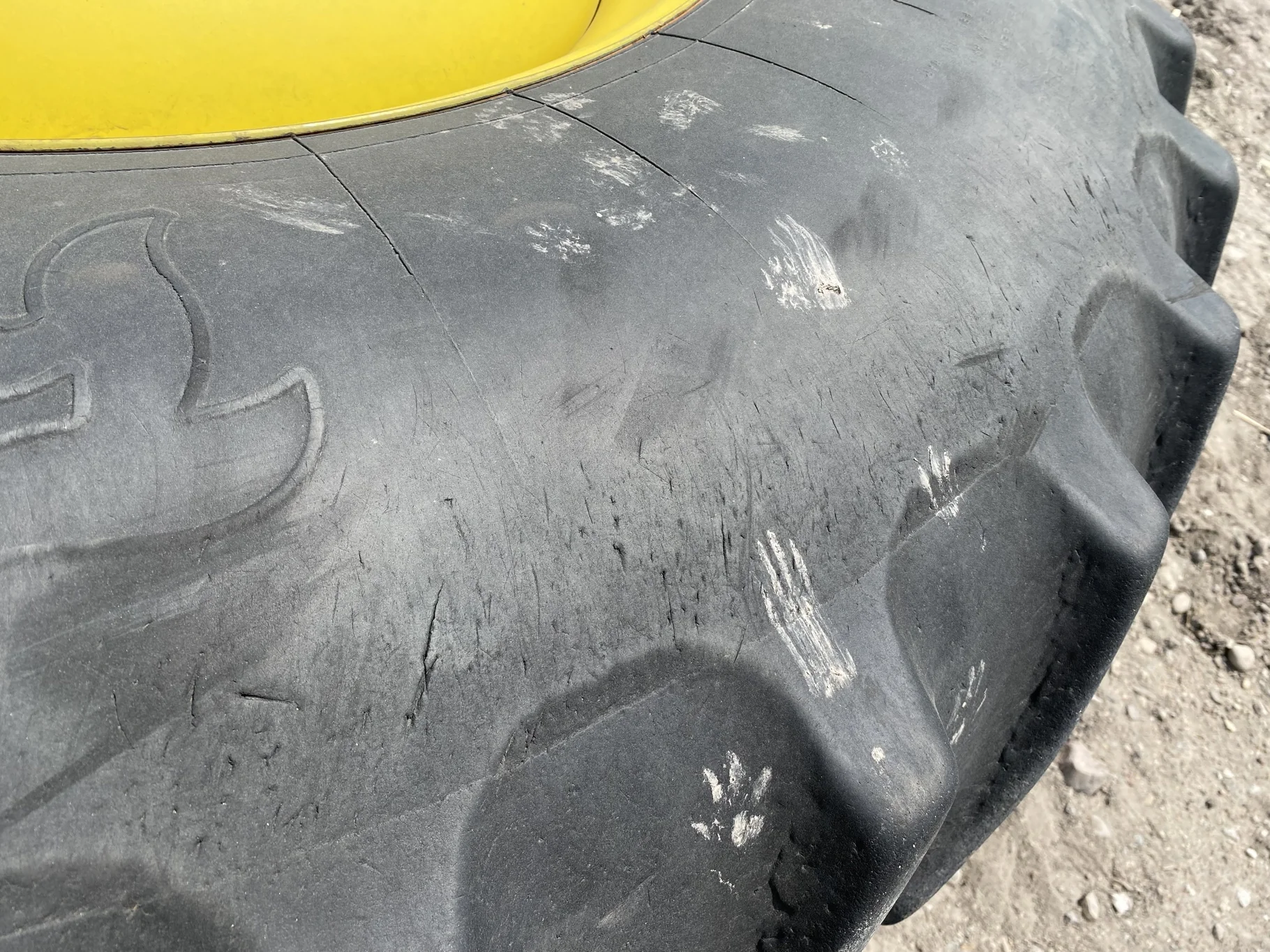 Used 20.8R42 Firestone 23 55% on 18 x 42 JD Yellow 10-13-11 Outside Dolly Dual image 5