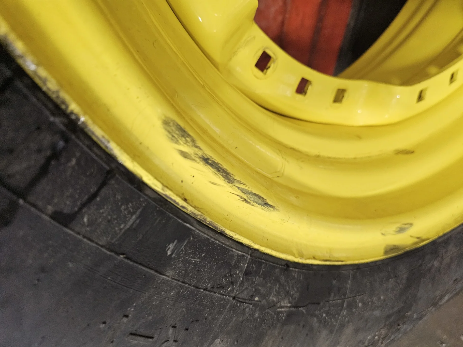 Used 380/85R30 Firestone Radial All Traction FWD R-1 (135B) TL 60%  on a 13 x 30 JD Yellow (3 B image 6