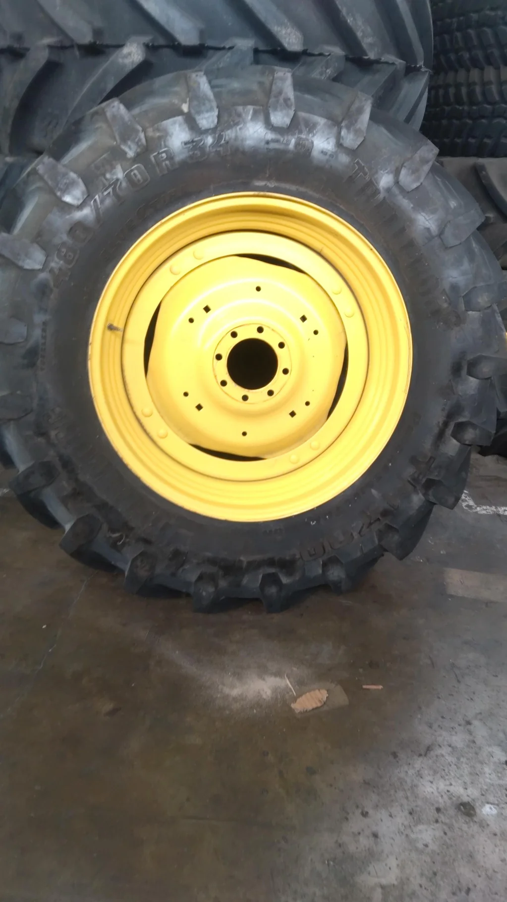 Take-Off 480/70R34 143A8/B Trelleborg TM700 R-1W TL On 15 X 34 8-8-6 4/2 Rail Yellow Wheel w/ Disc