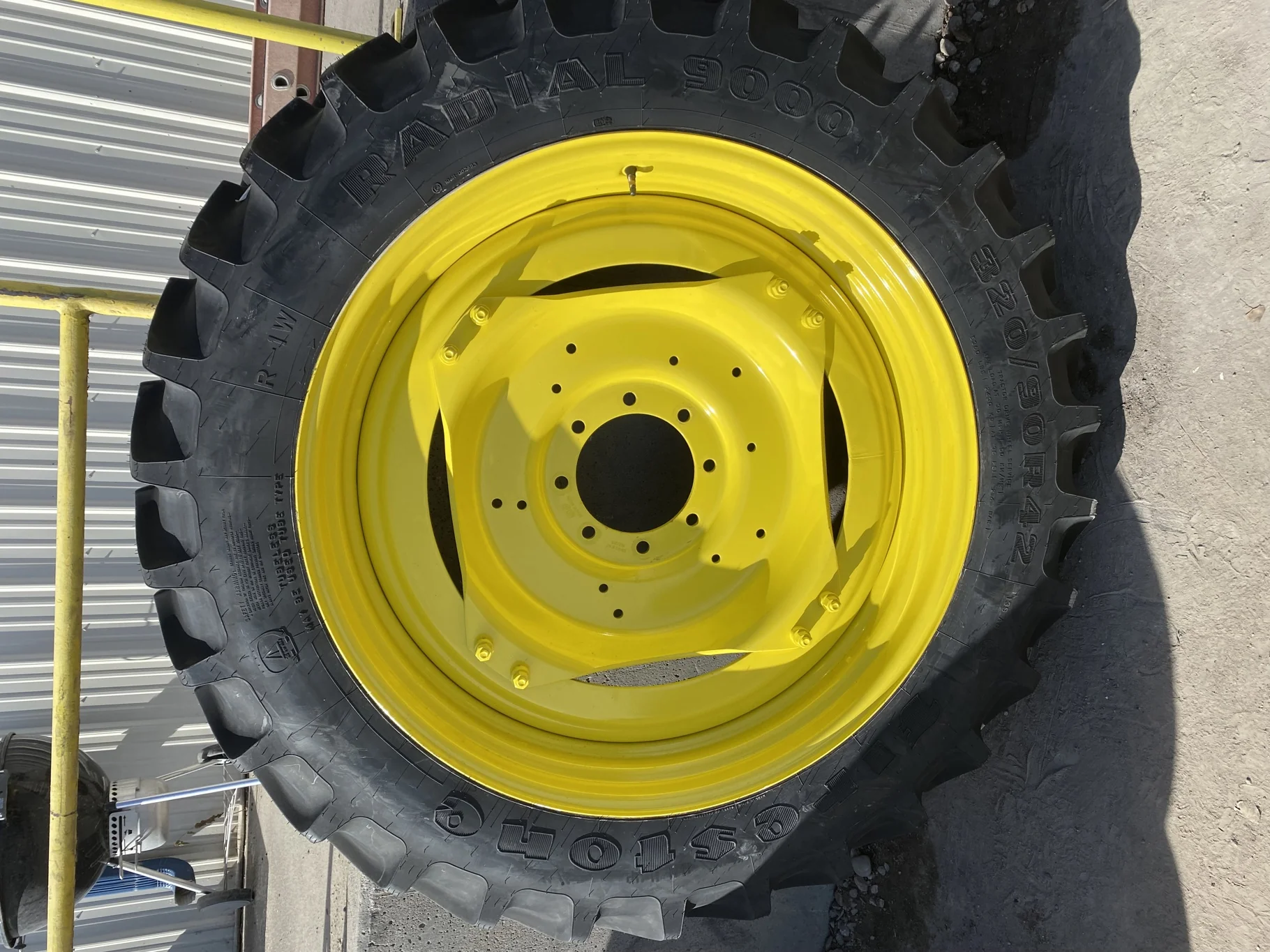 Take-Off 320/90R42 Firestone Radial 9000 R-1W 139B on 10 X 42 8-10.82-8.78 GKN Yellow Wheel w/ Disc image 2